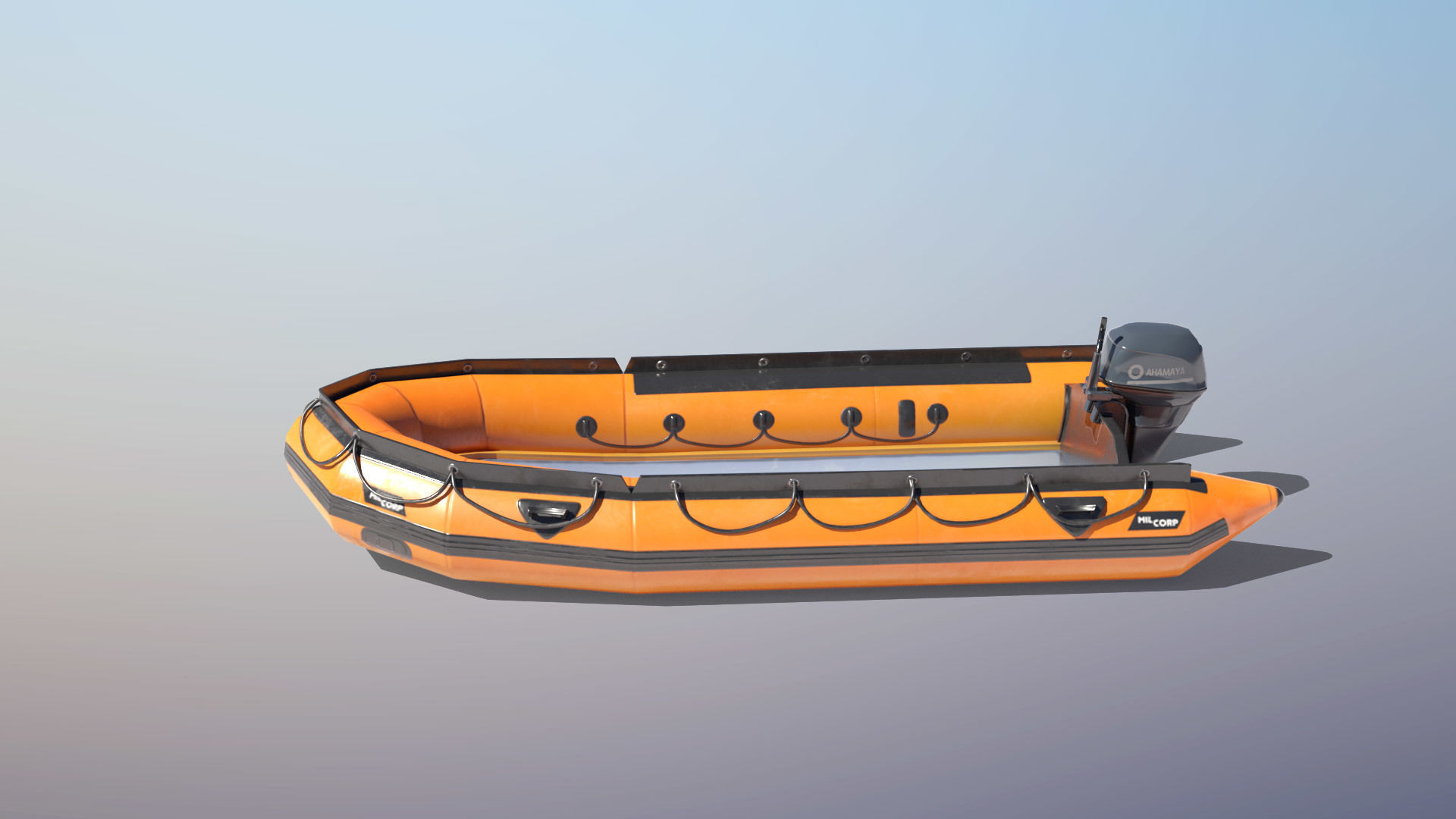 Lifeguard Rescue Boat With Trailer Low-poly 3D model_13