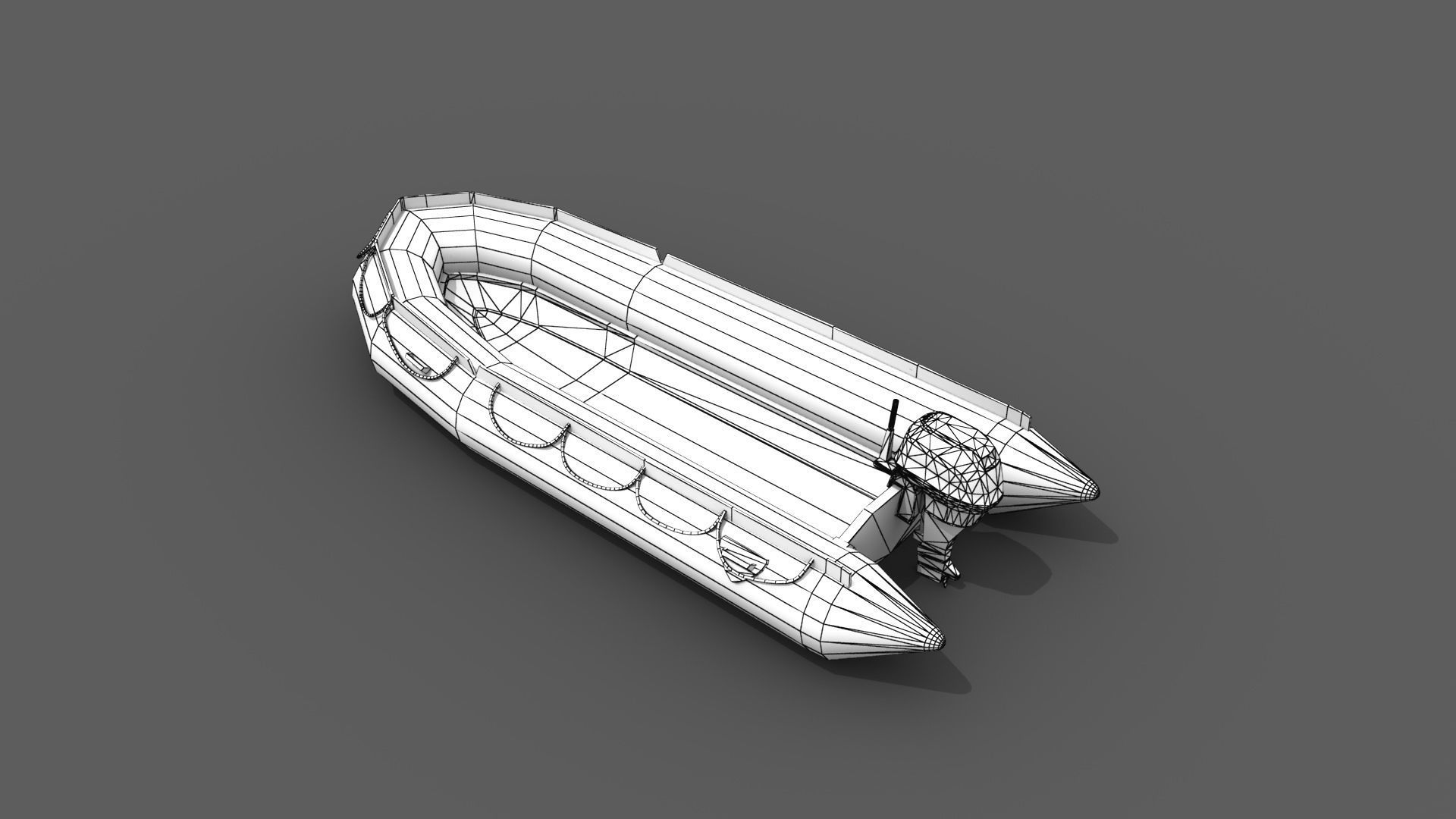 Lifeguard Rescue Boat With Trailer Low-poly 3D model_19