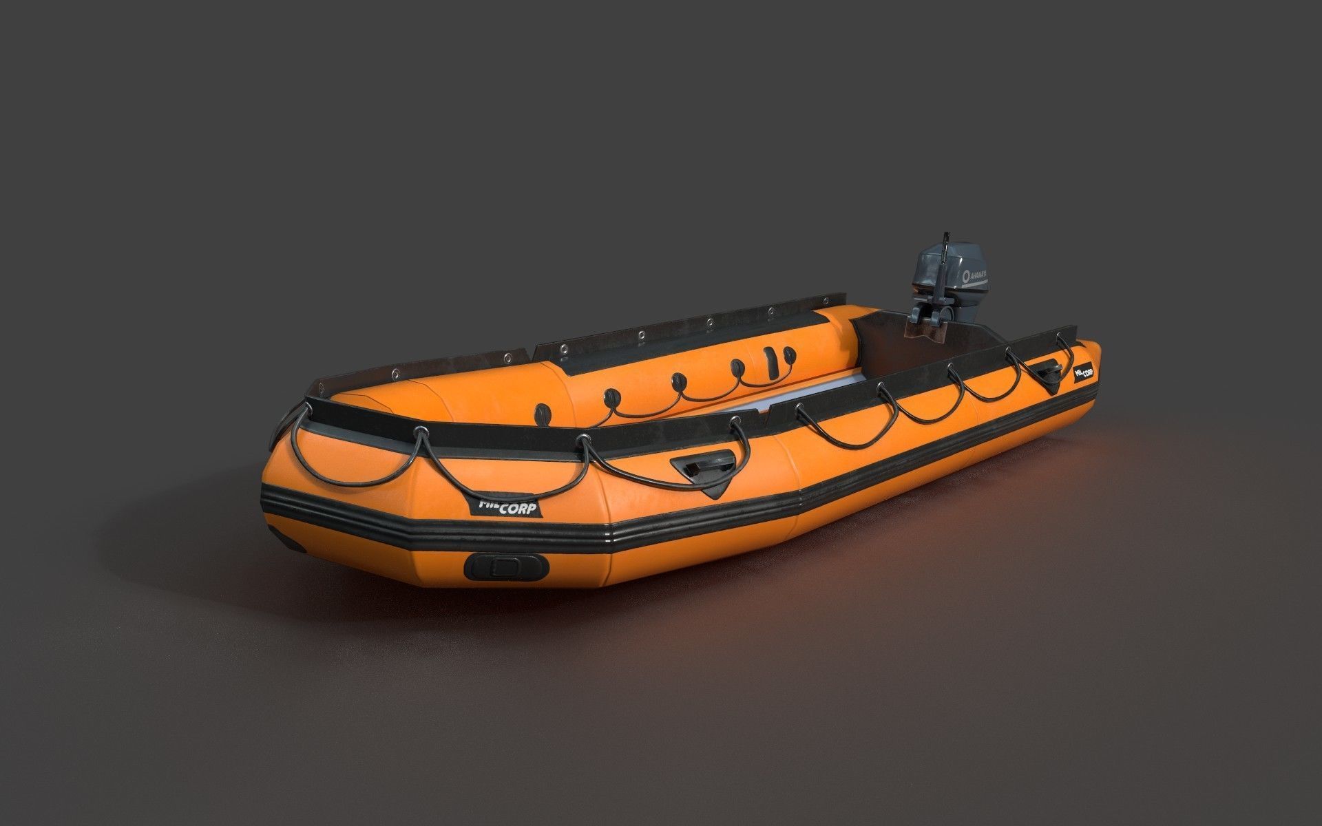 Lifeguard Rescue Boat With Trailer Low-poly 3D model_16