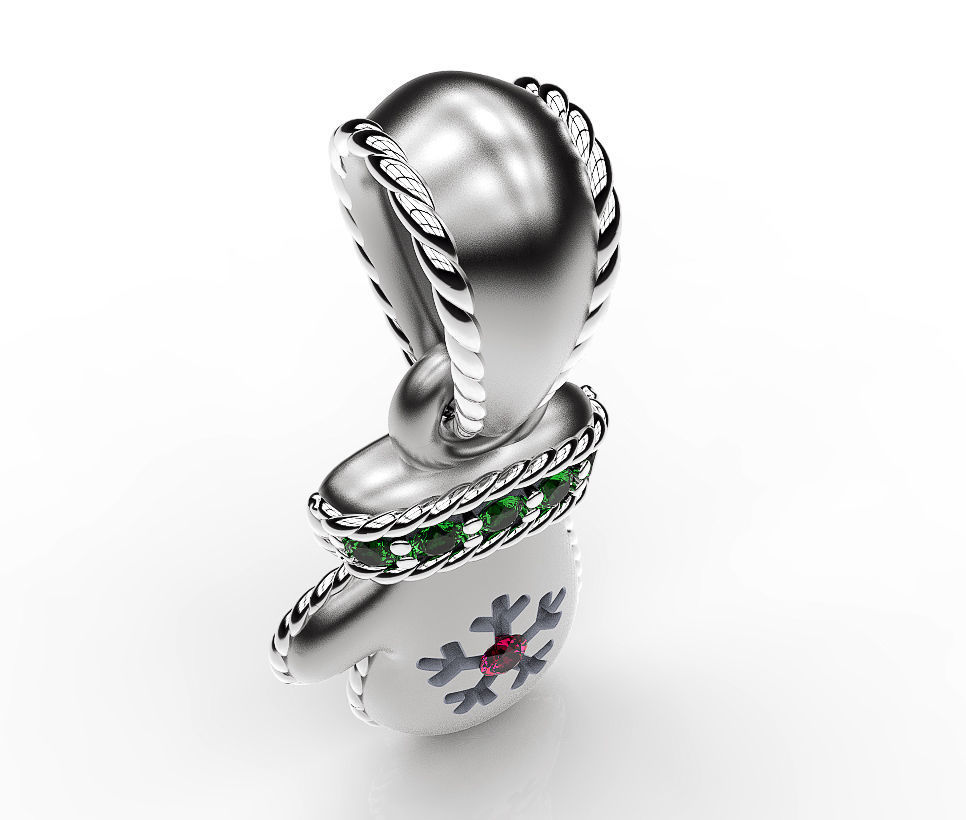 Christmas mitten 3D print model_2