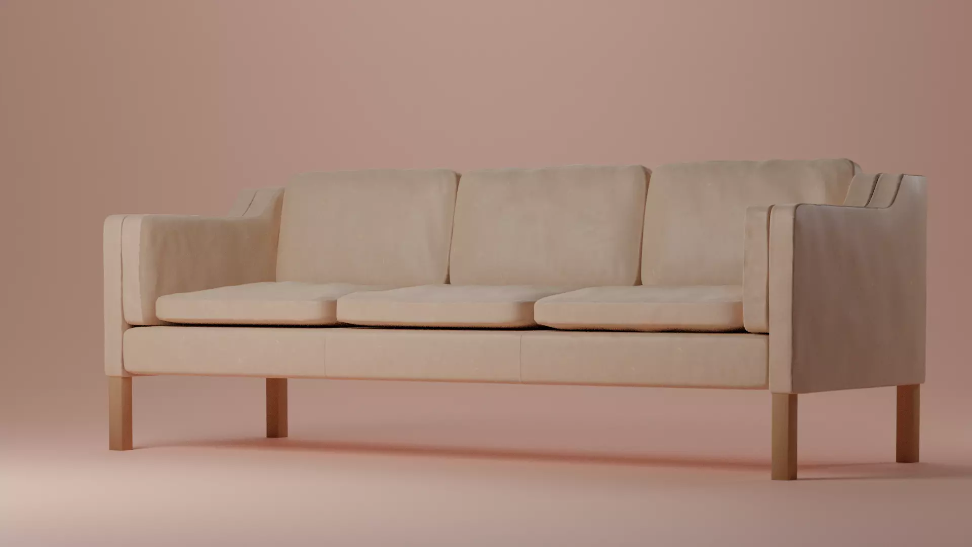 Leather sofa Low-poly 3D model_0