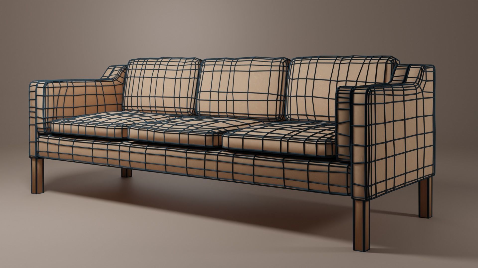 Leather sofa Low-poly 3D model_7