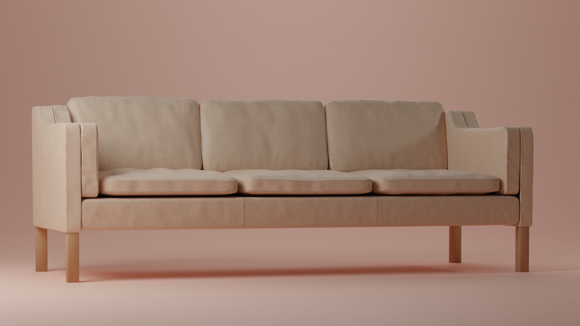 Leather sofa Low-poly 3D model_2
