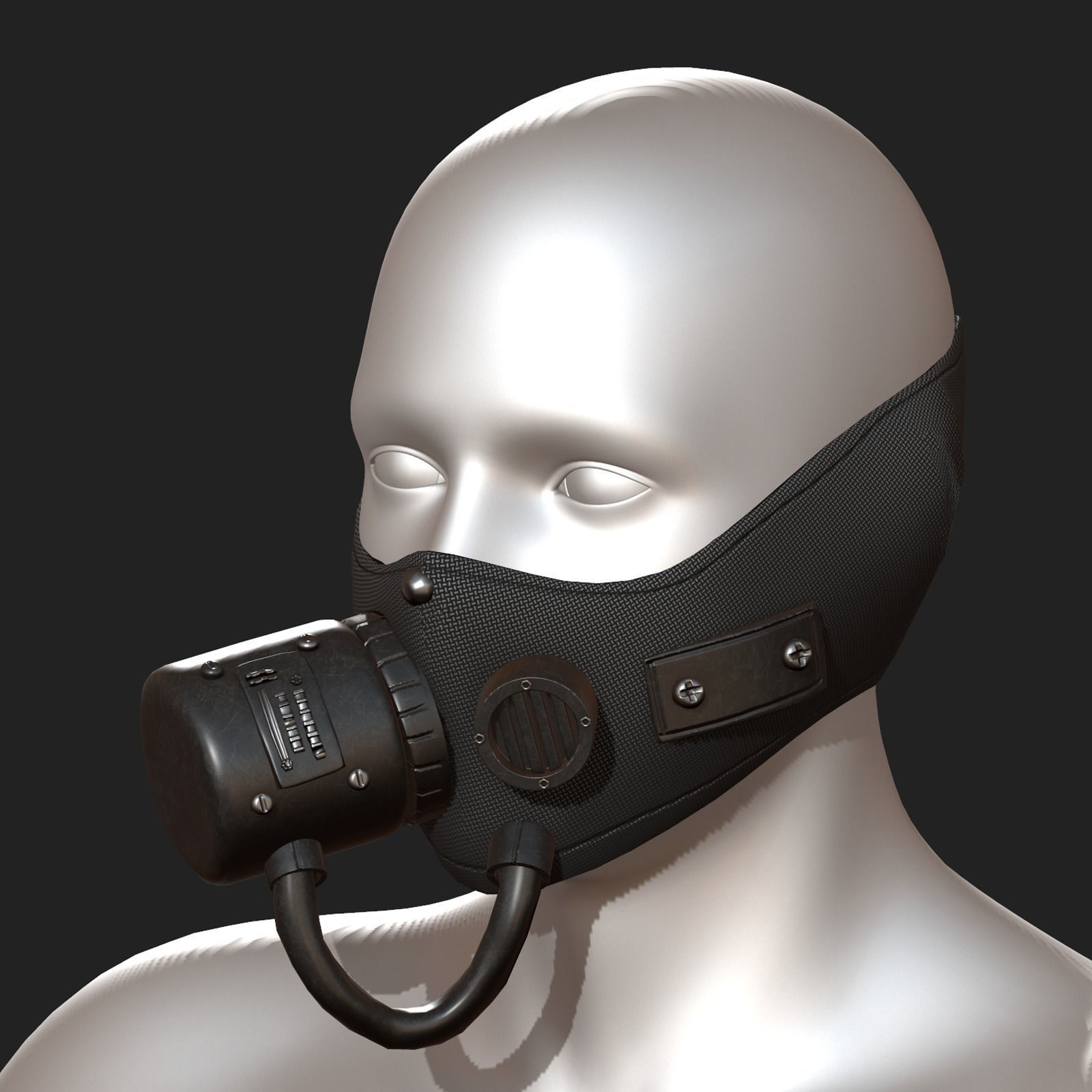 Gas mask respirator scifi futuristic military combat  Low-poly 3D model_1