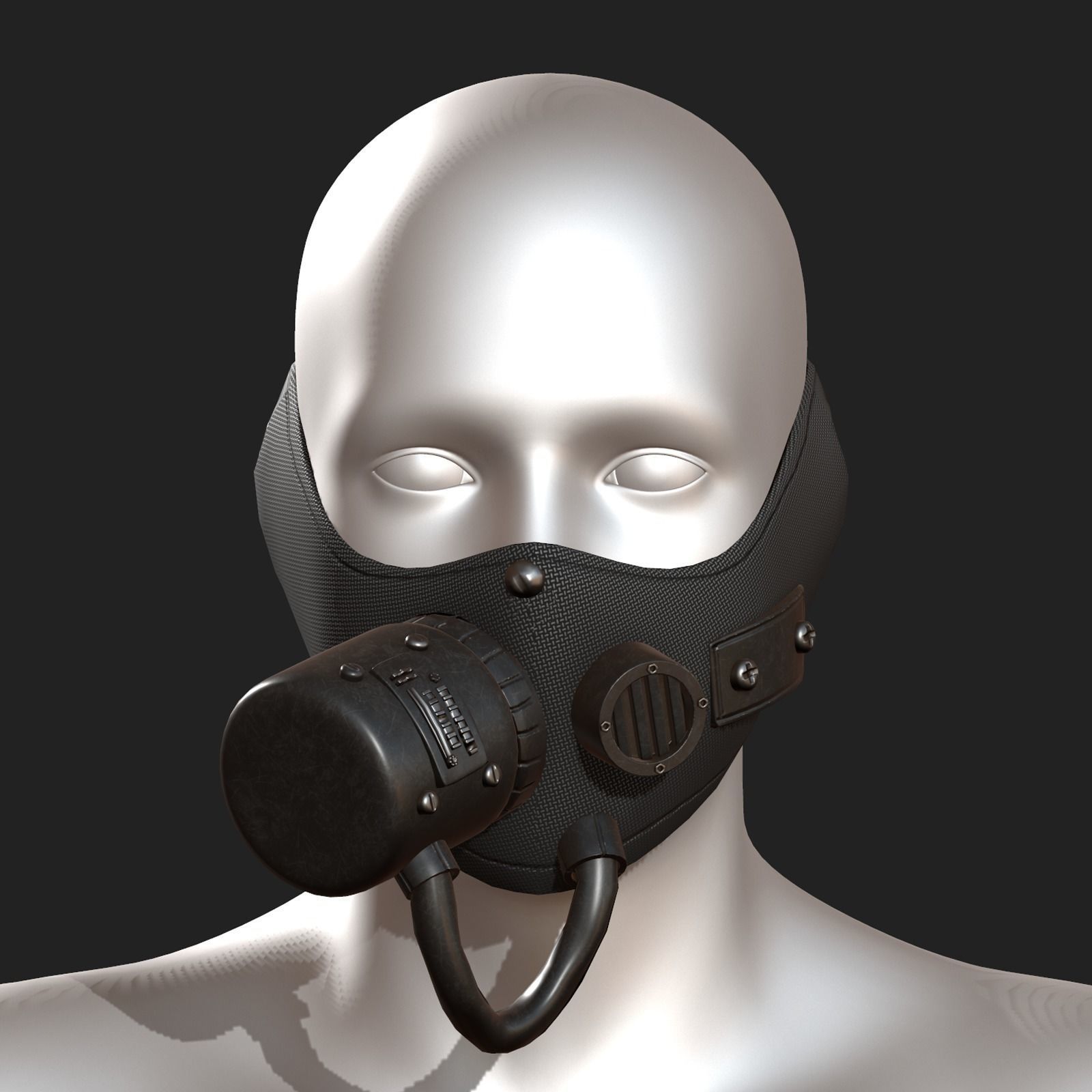 Gas mask respirator scifi futuristic military combat  Low-poly 3D model_2