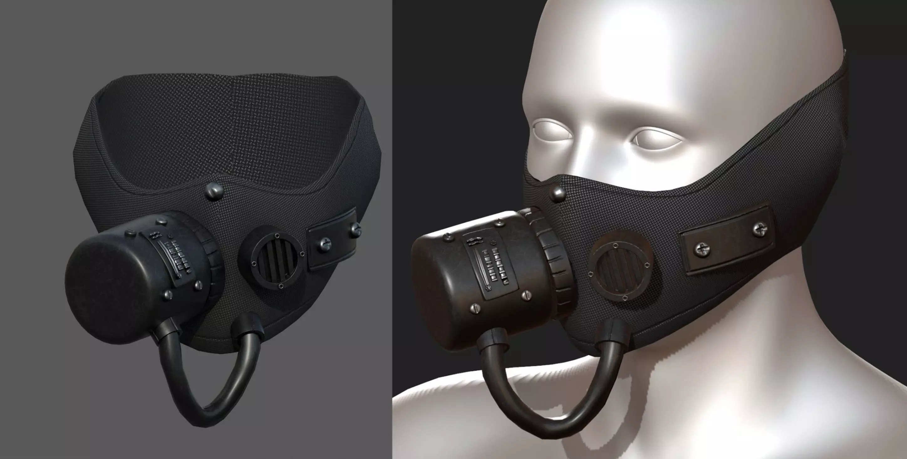 Gas mask respirator scifi futuristic military combat  Low-poly 3D model_0