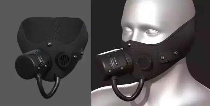 Gas mask respirator scifi futuristic military combat  Low-poly 3D model