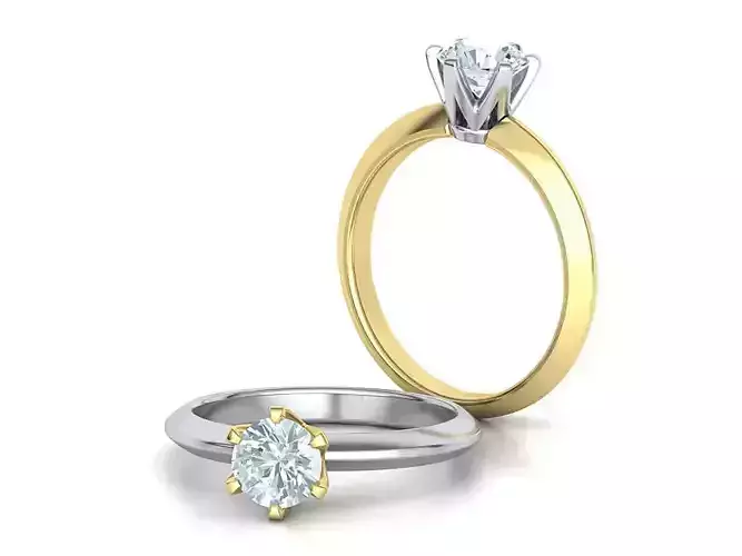 Solitaire 6claw  Crown ring  3dmodel 3D print model