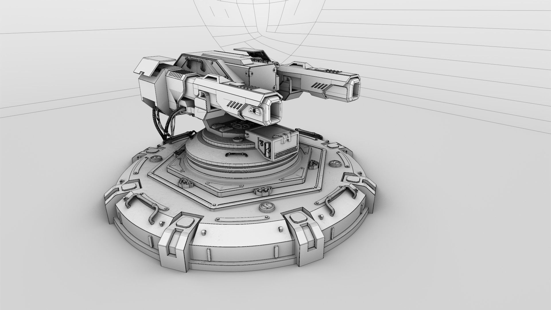 Futuristic Cannon 3D model_2