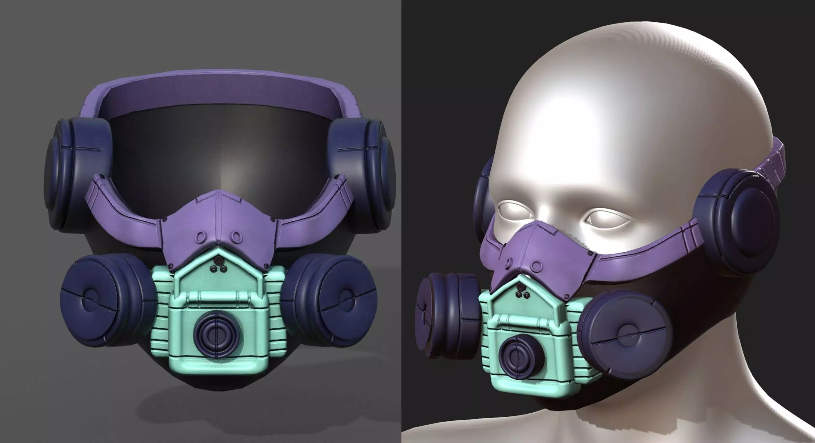Gas mask respirator scifi futuristic 3d  Low-poly 3D model_0
