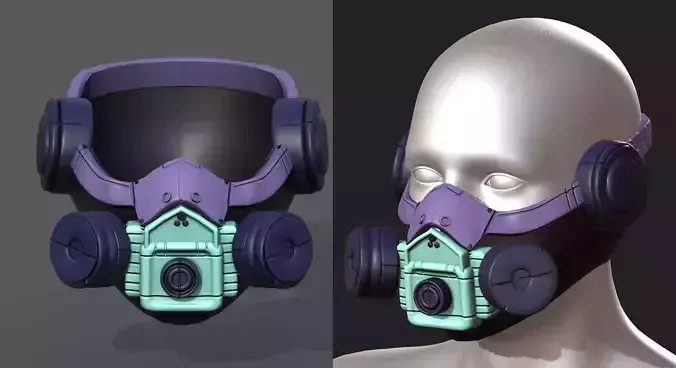 Gas mask respirator scifi futuristic 3d 