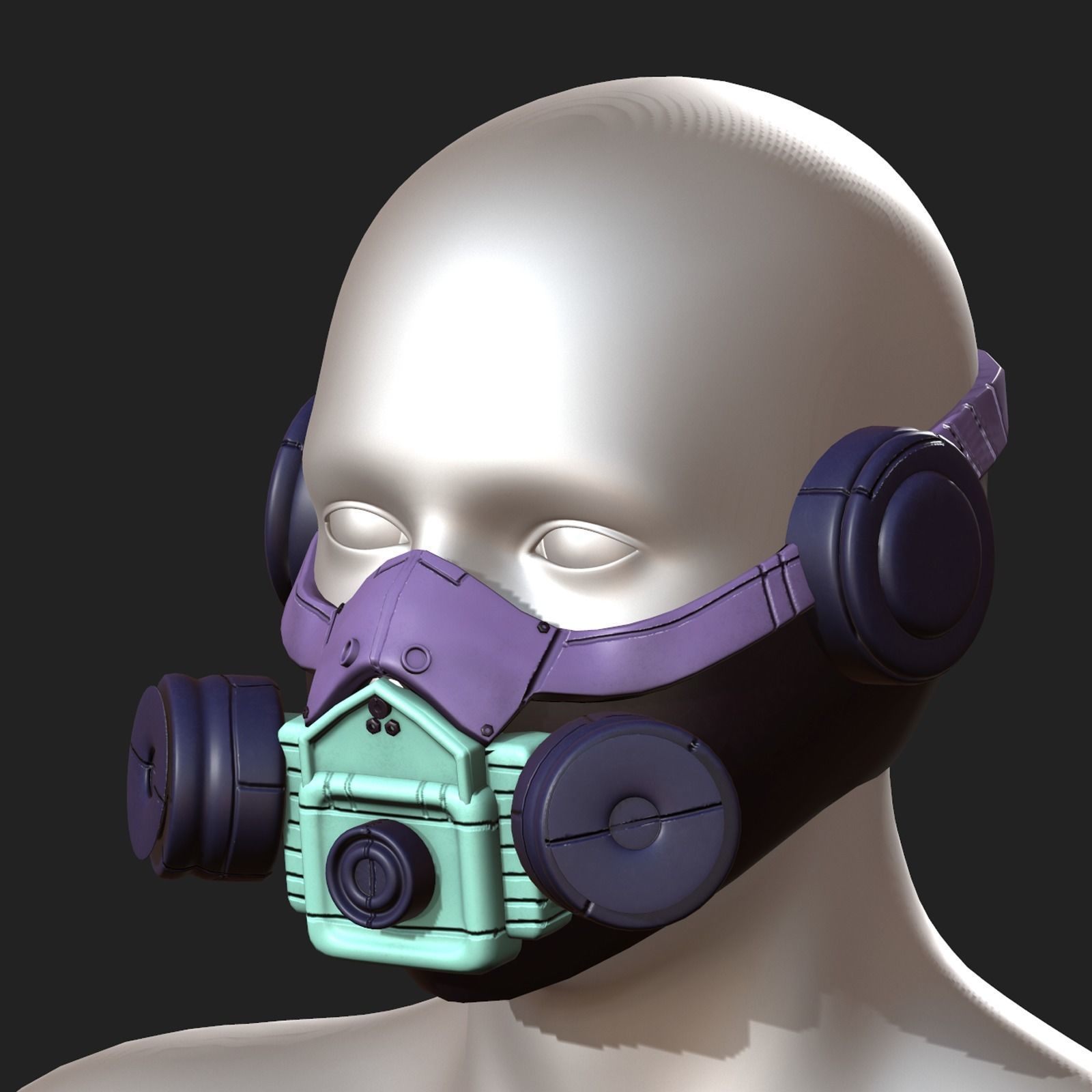 Gas mask respirator scifi futuristic 3d  Low-poly 3D model_1