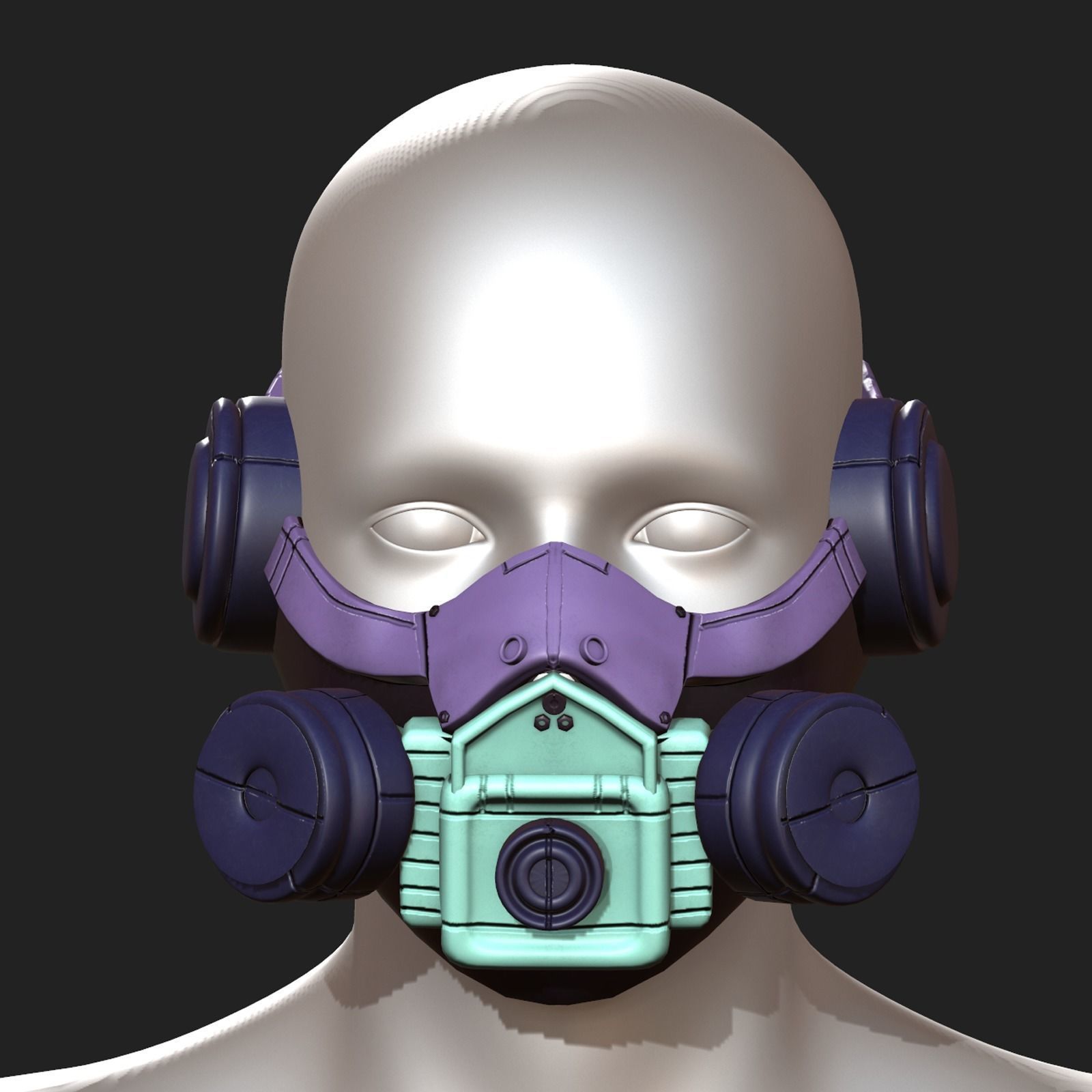 Gas mask respirator scifi futuristic 3d  Low-poly 3D model_2