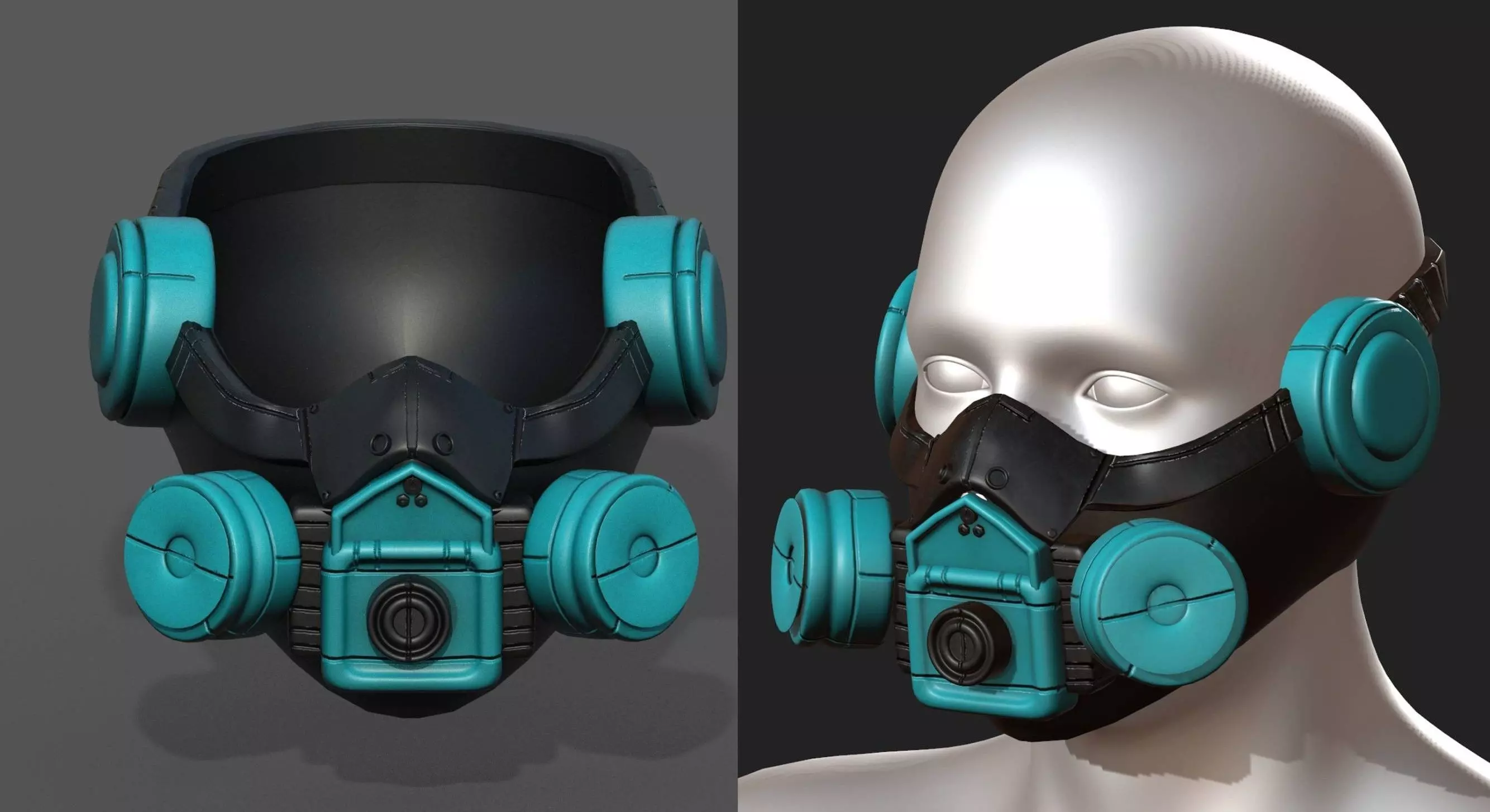 Gas mask futuristic scifi fantasy 3d helmet  Low-poly 3D model_0