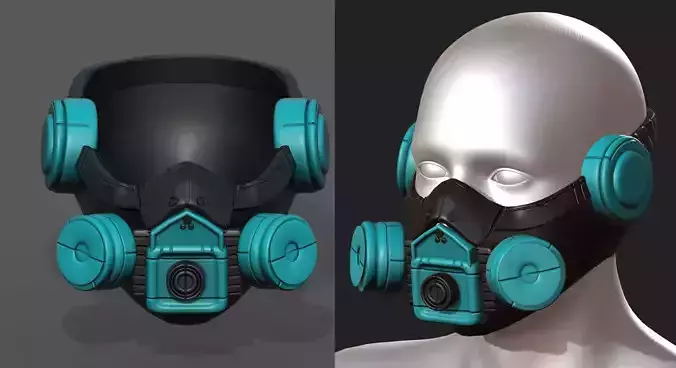 Gas mask futuristic scifi fantasy 3d helmet 