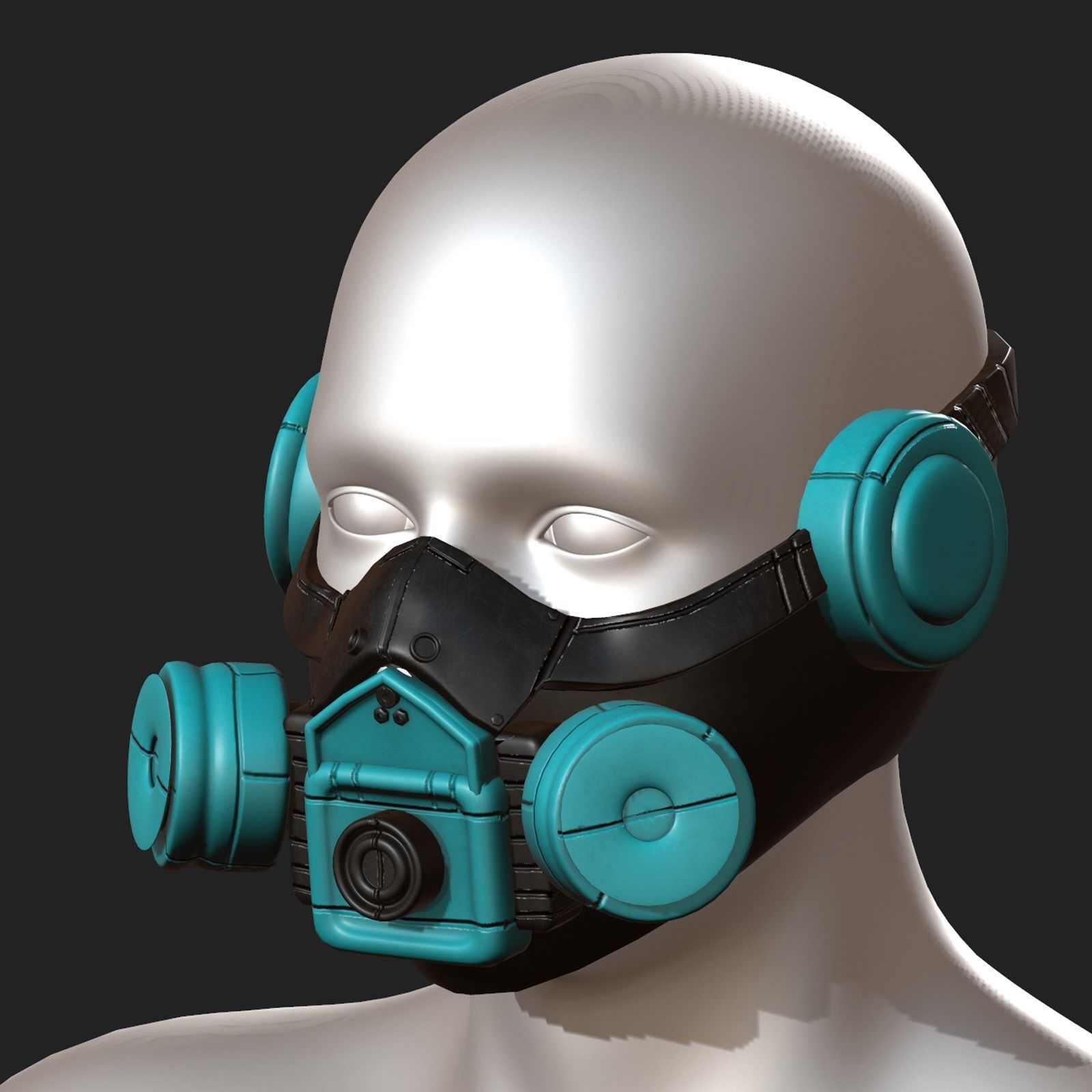 Gas mask futuristic scifi fantasy 3d helmet  Low-poly 3D model_2