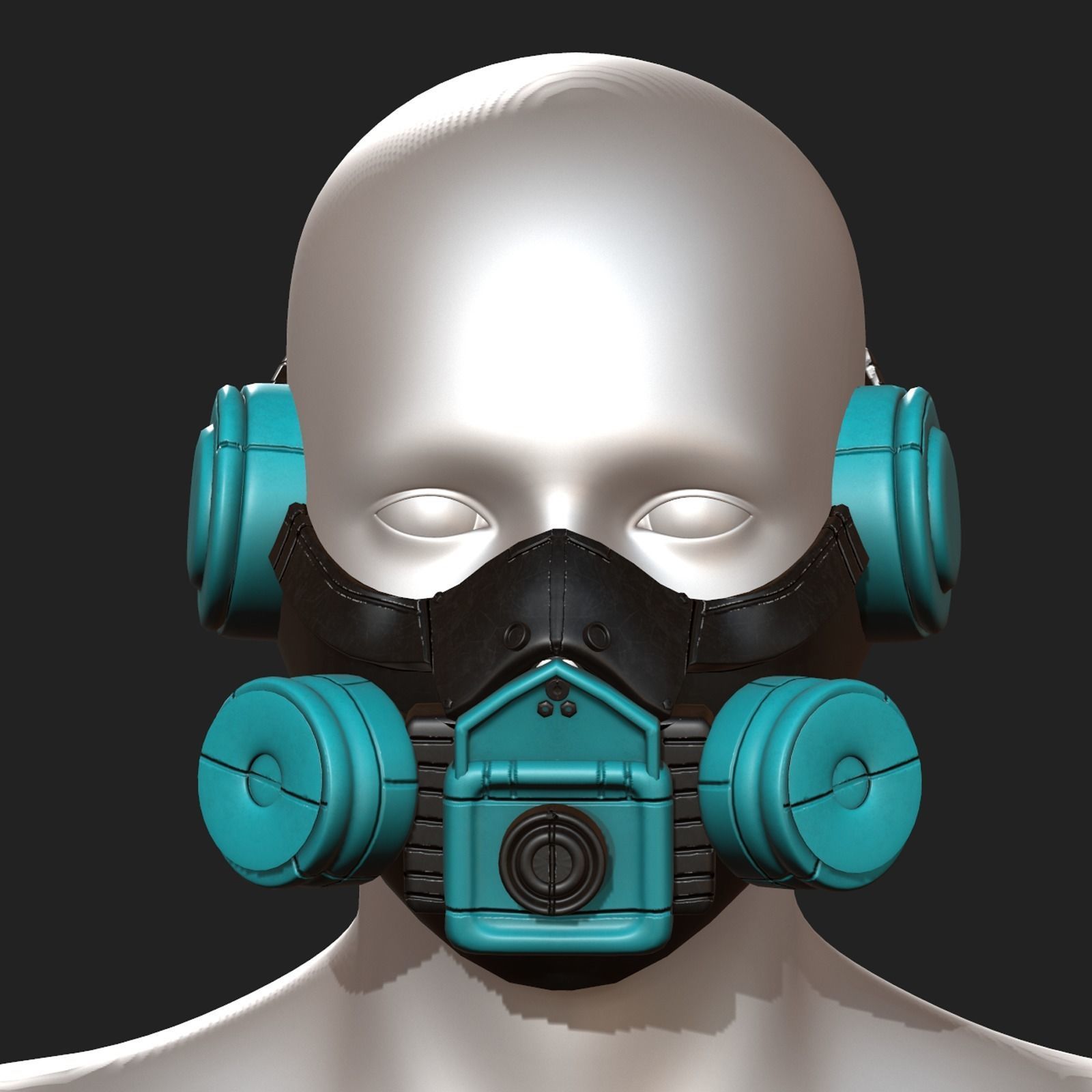Gas mask futuristic scifi fantasy 3d helmet  Low-poly 3D model_1