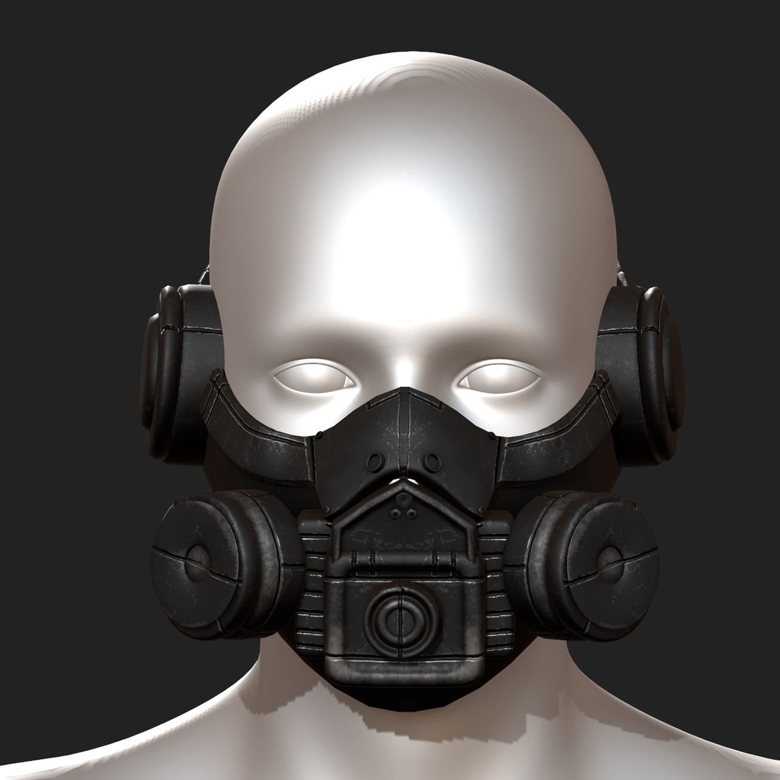 Gas mask helmet 3d safety isolated Black  Low-poly 3D model_1