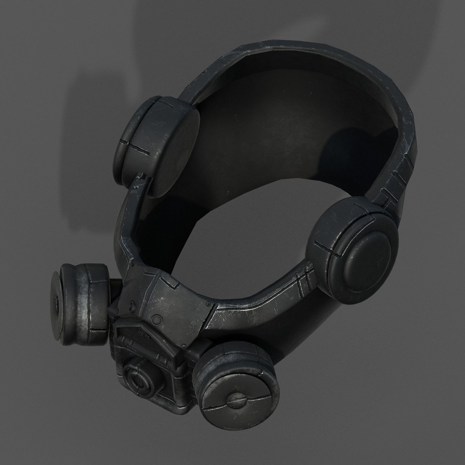 Gas mask helmet 3d safety isolated Black  Low-poly 3D model_10