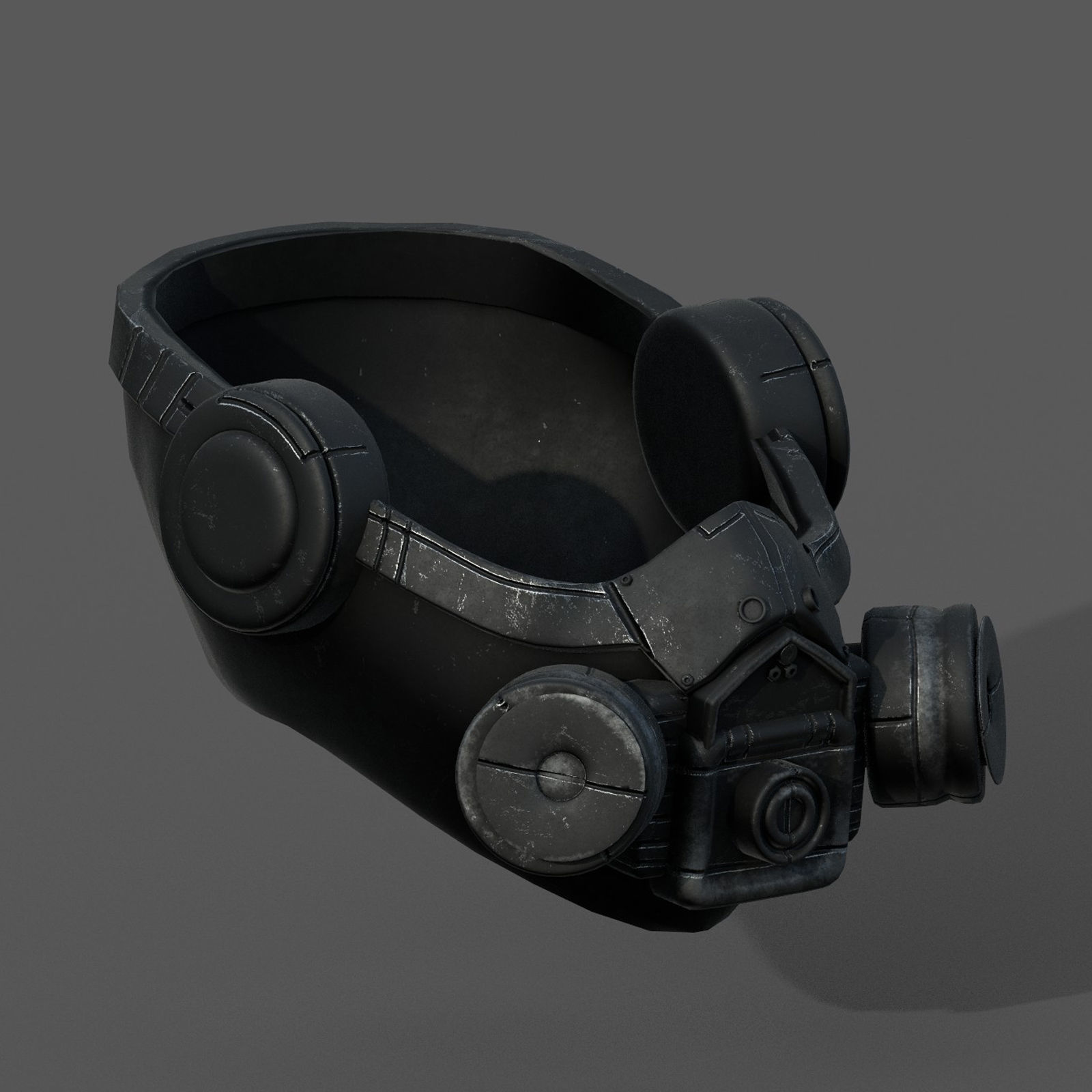 Gas mask helmet 3d safety isolated Black  Low-poly 3D model_4