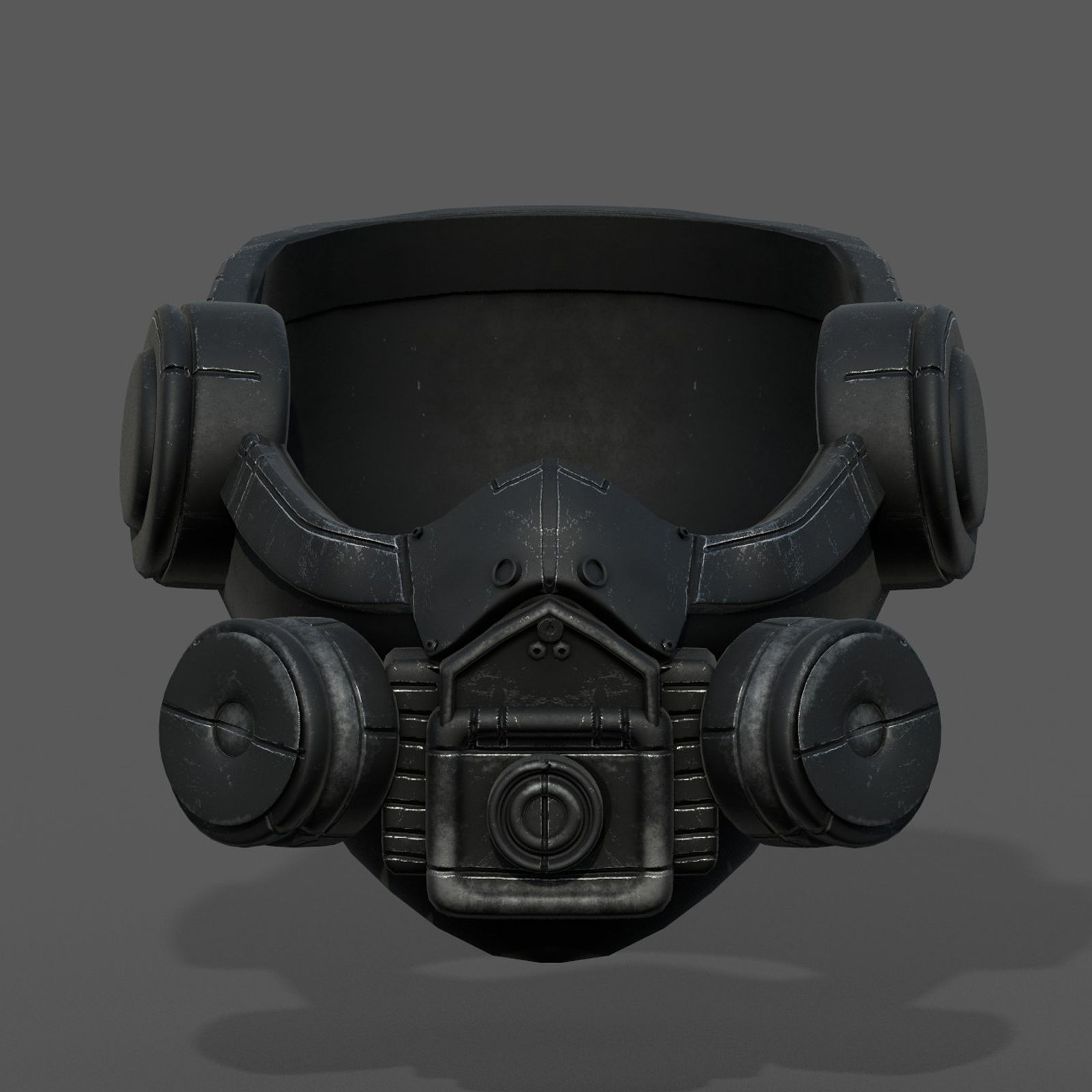 Gas mask helmet 3d safety isolated Black  Low-poly 3D model_3