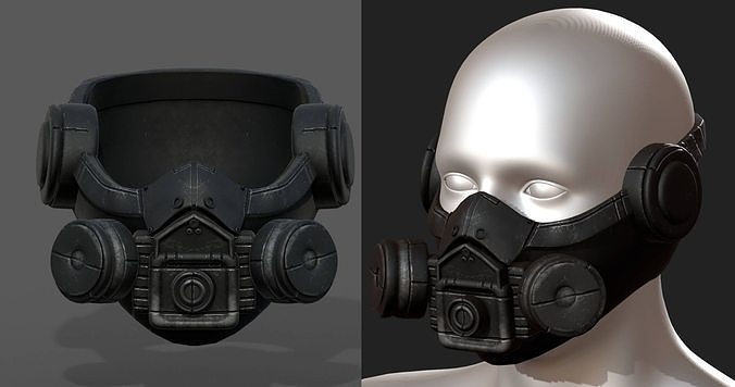 Gas mask helmet 3d safety isolated Black  Low-poly 3D model