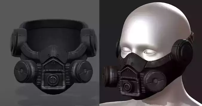 Gas mask helmet 3d safety isolated Black 