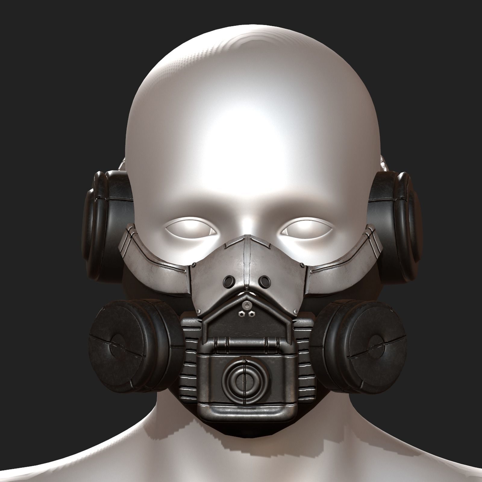 Gas mask helmet scifi futuristic military Low-poly 3D model_1