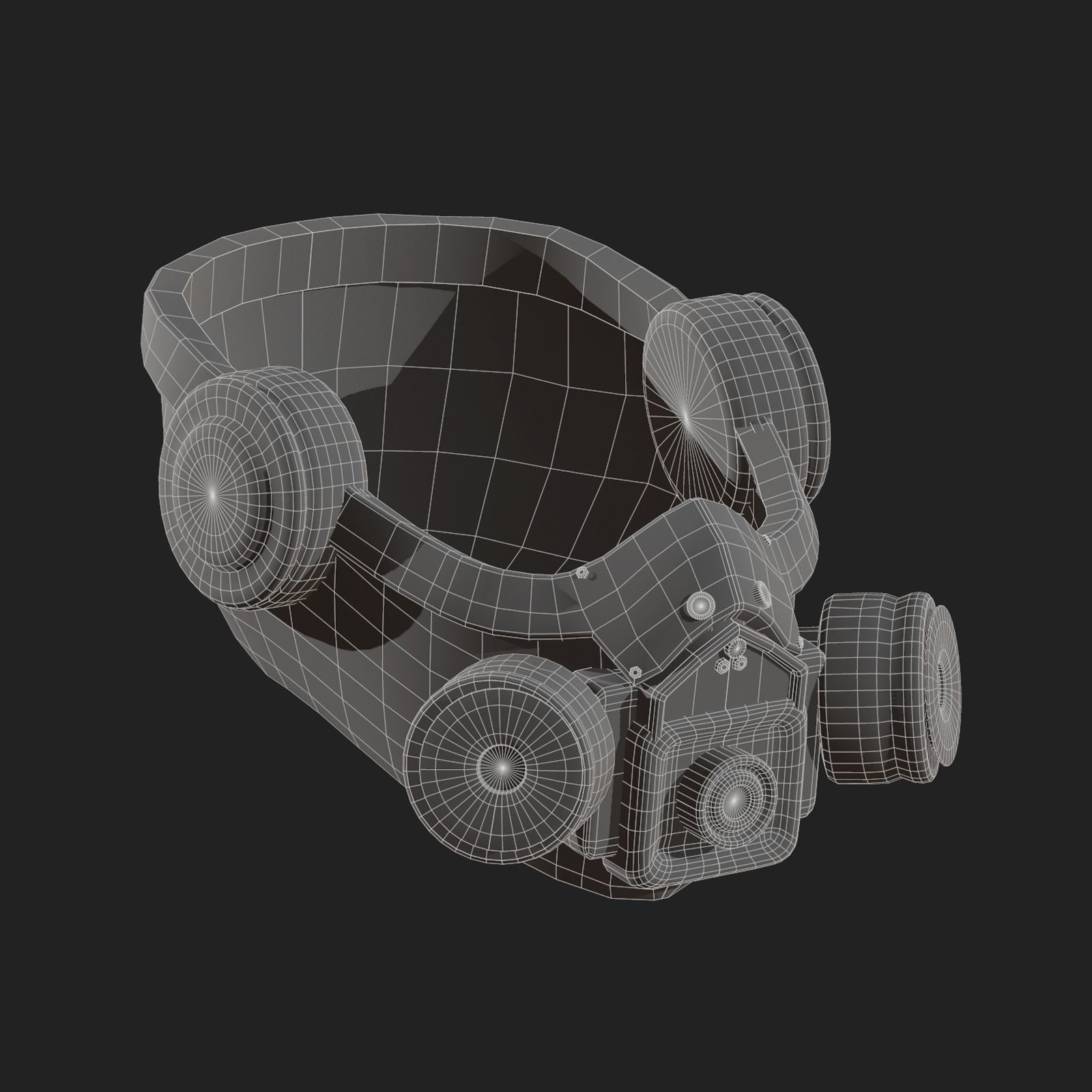 Gas mask helmet scifi futuristic military Low-poly 3D model_12
