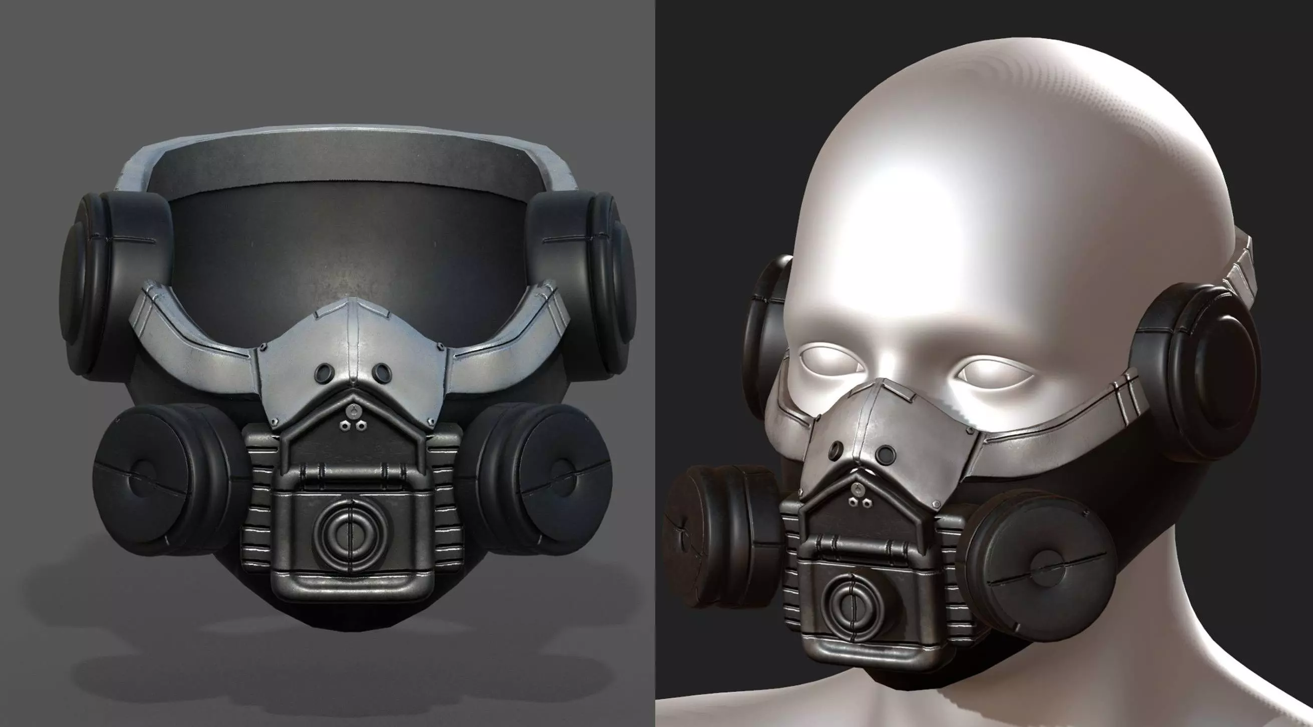 Gas mask helmet scifi futuristic military Low-poly 3D model_0