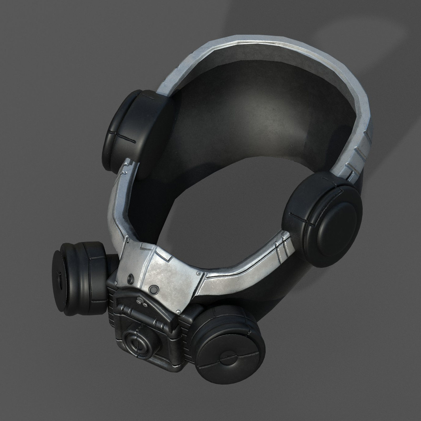 Gas mask helmet scifi futuristic military Low-poly 3D model_9