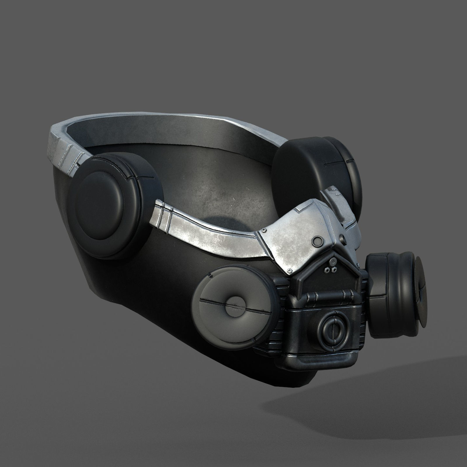 Gas mask helmet scifi futuristic military Low-poly 3D model_4