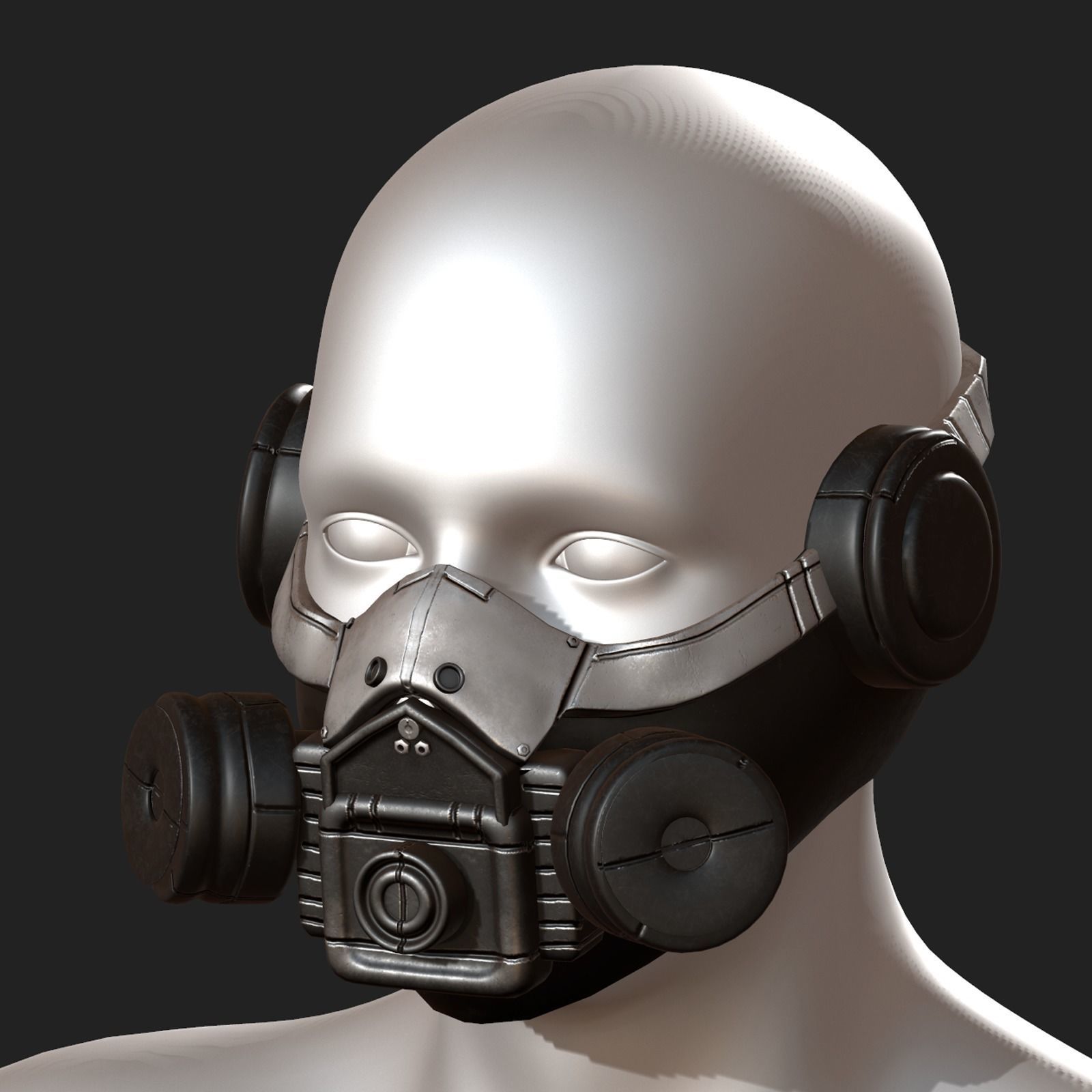 Gas mask helmet scifi futuristic military Low-poly 3D model_2