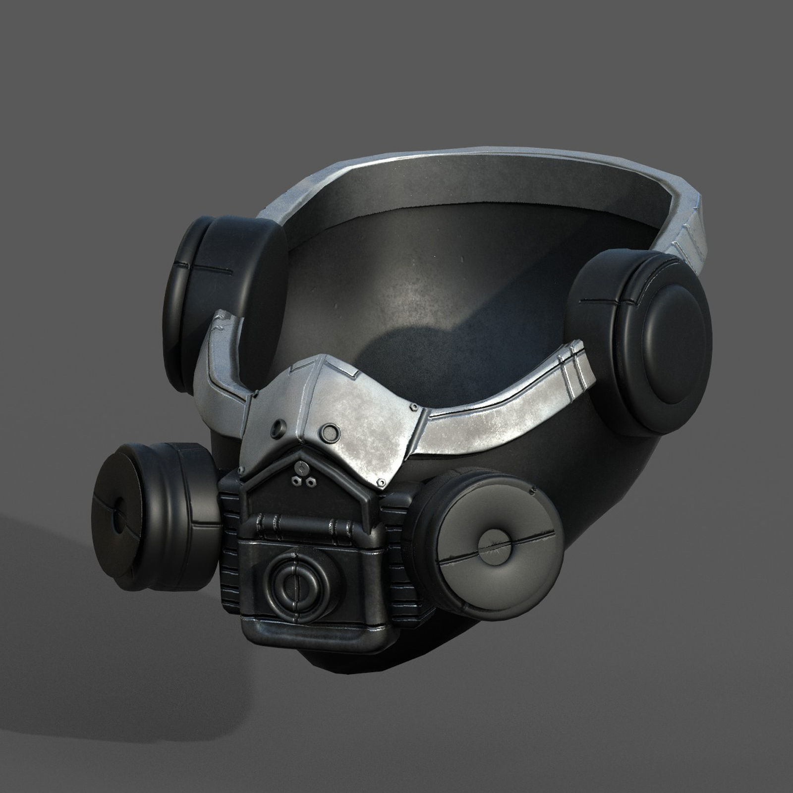 Gas mask helmet scifi futuristic military Low-poly 3D model_3