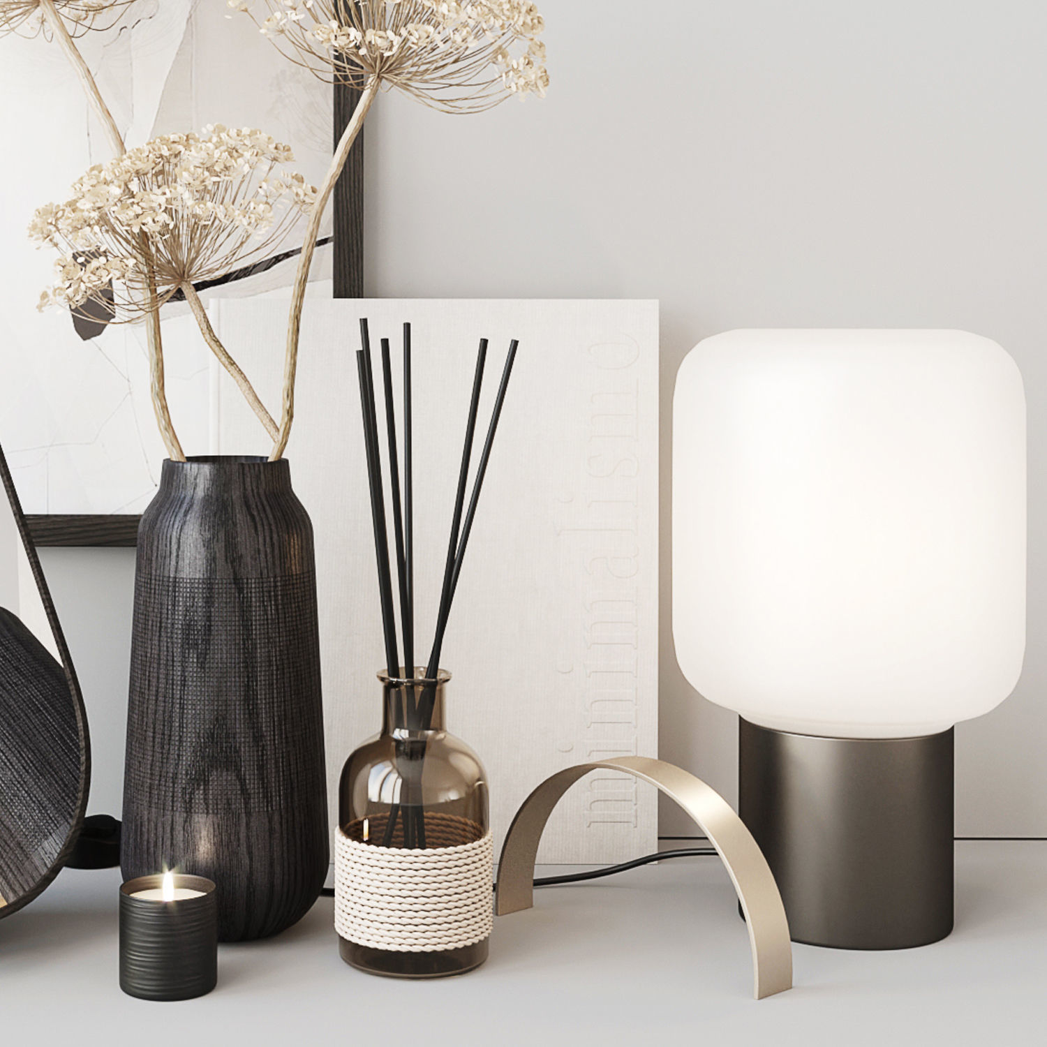 Decor set with heracleum 3D model_2