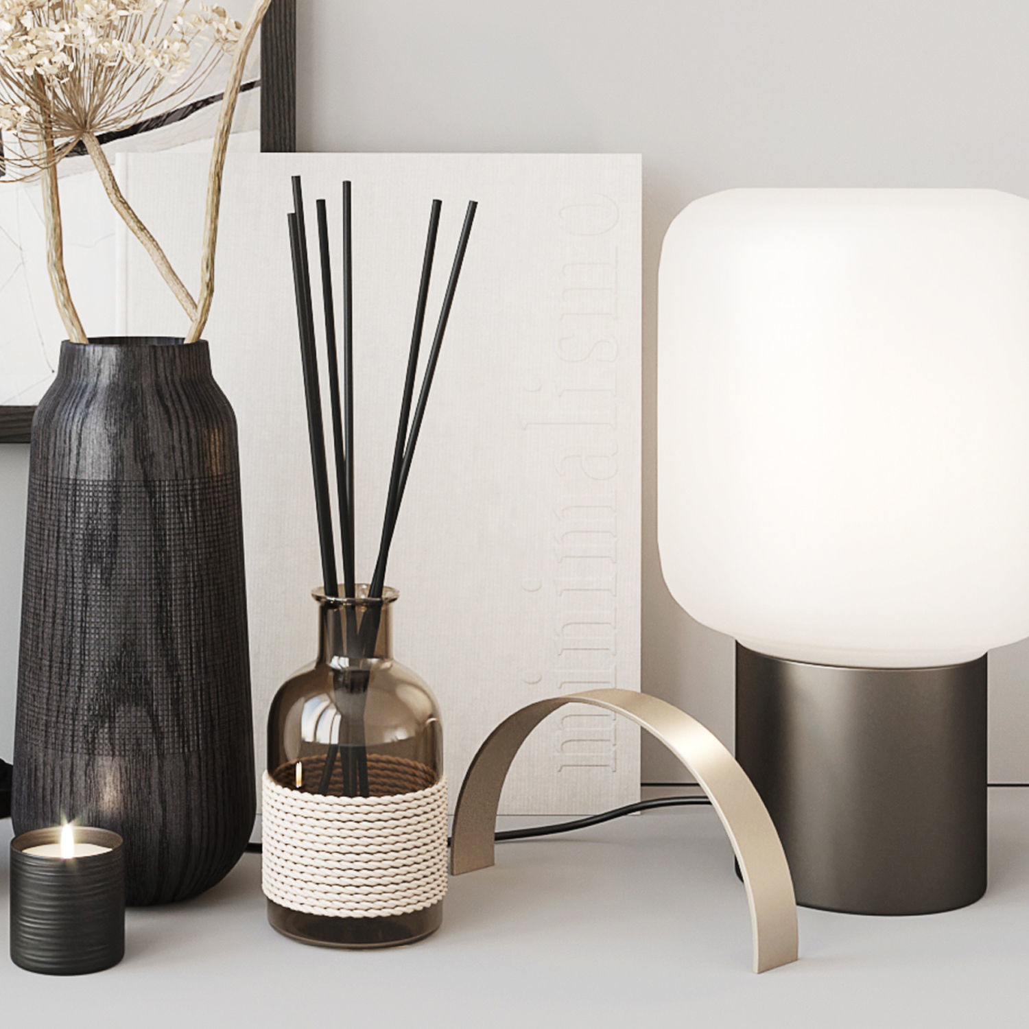 Decor set with heracleum 3D model_8