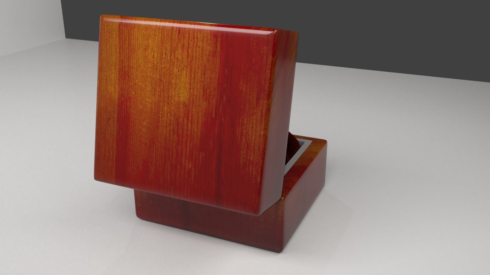 Gold Ring and Wood Box 3D model_2
