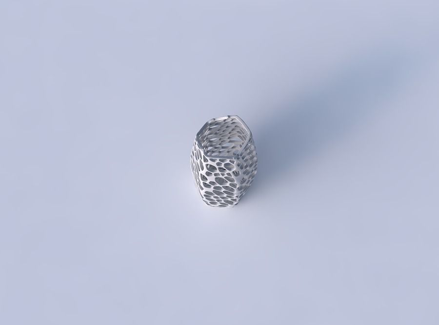 Vase arc hexagon with twisted dense organic lattice 3D print model_2