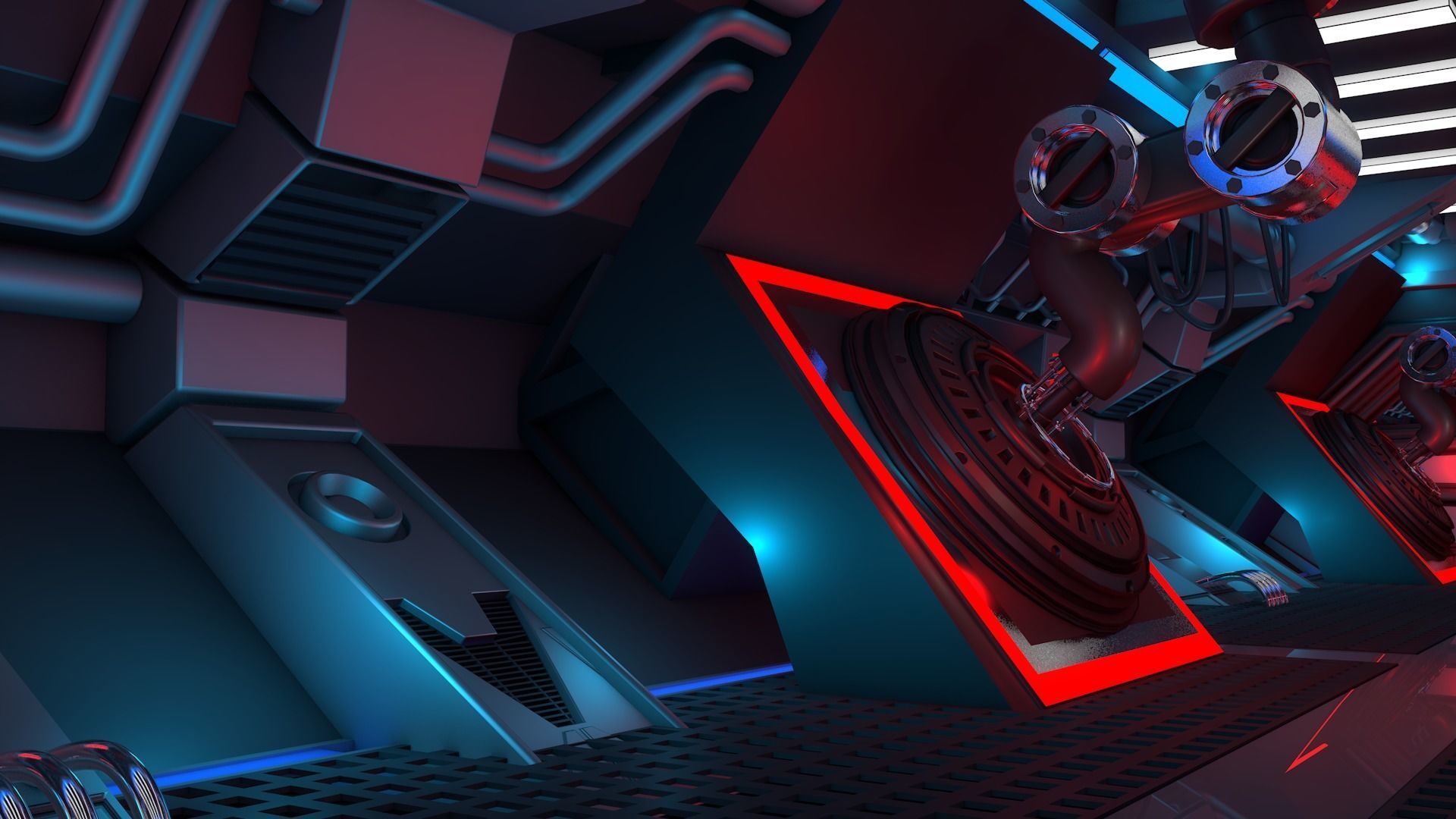 Sci Fi Corridor 3D model_9