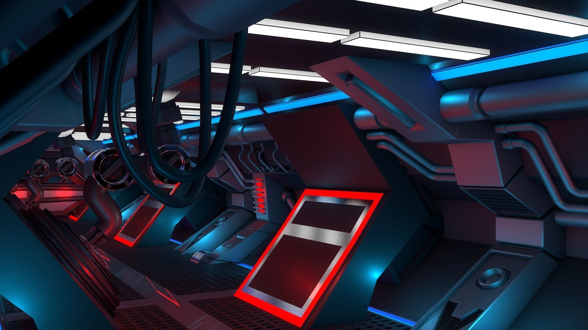 Sci Fi Corridor 3D model_3