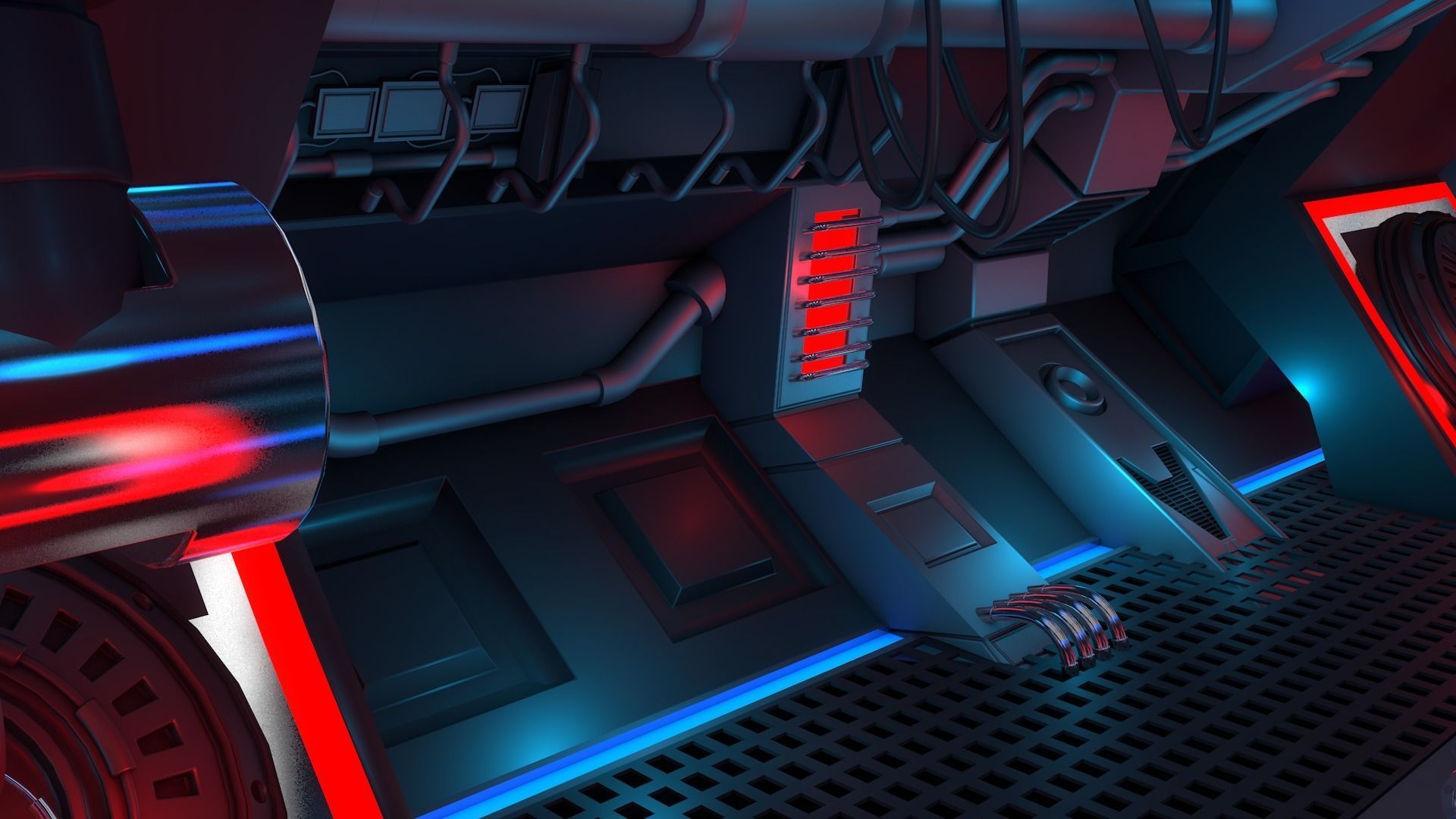 Sci Fi Corridor 3D model_1