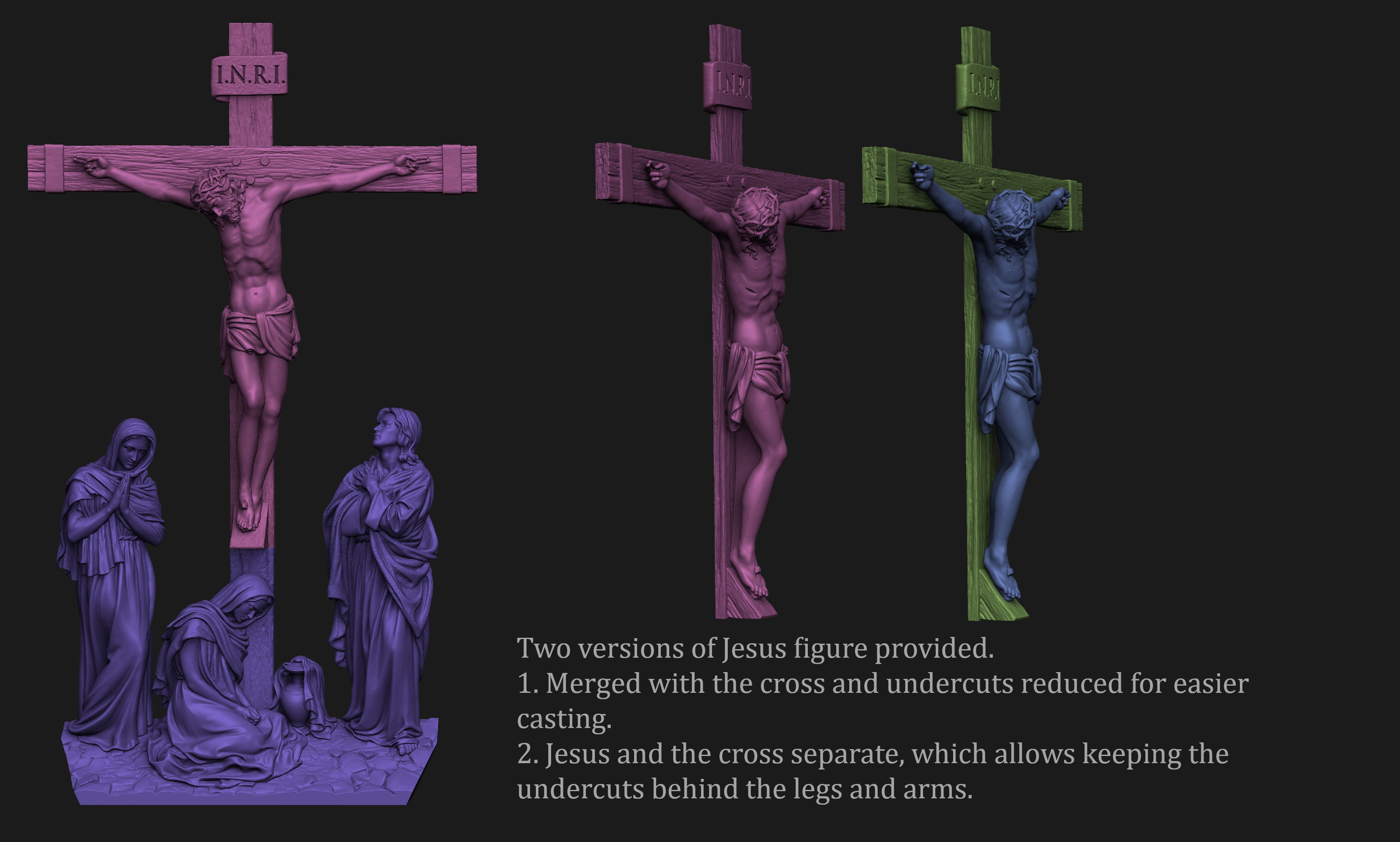 Crucifixion Scene Bas-Relief 3D print model_5