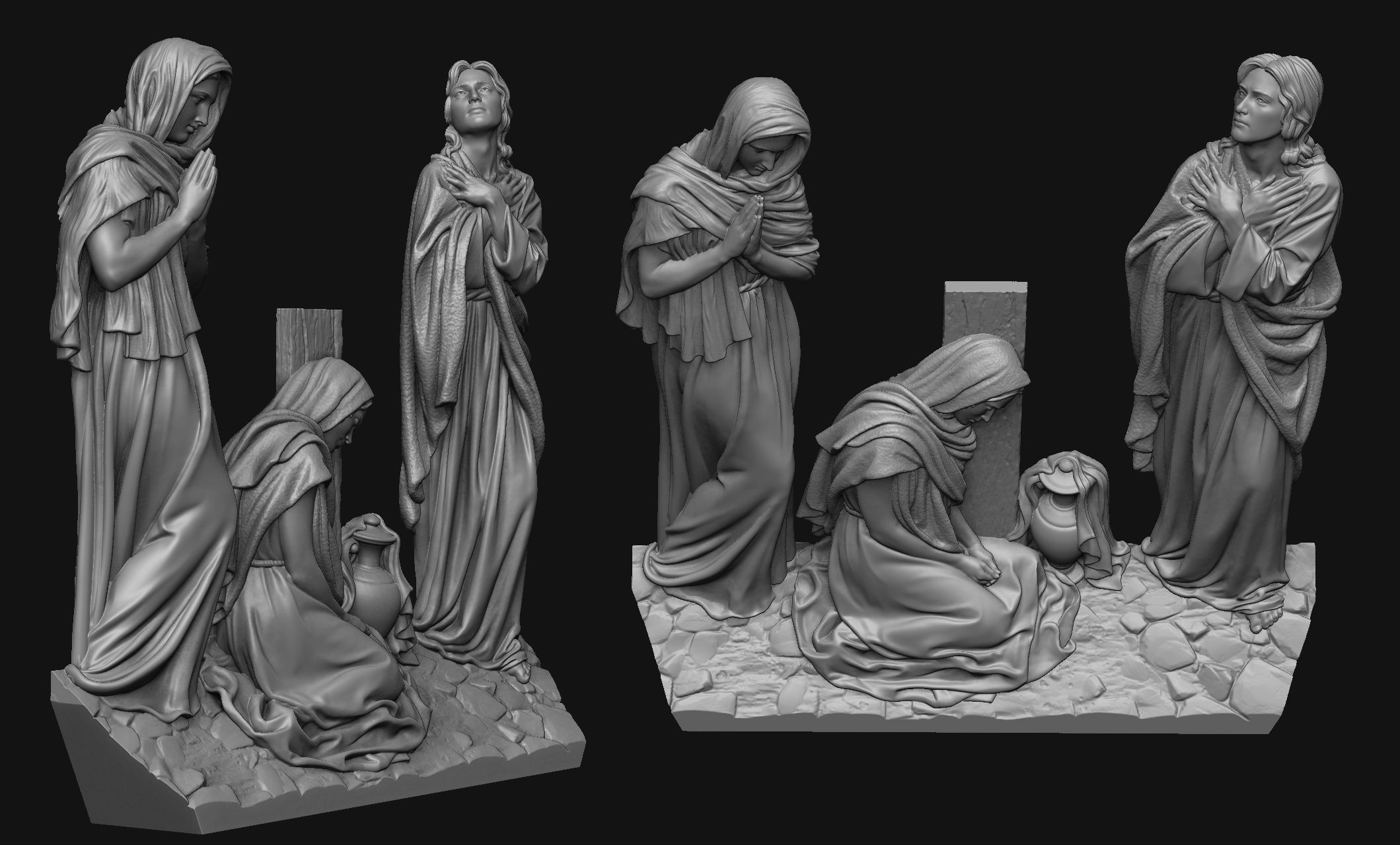Crucifixion Scene Bas-Relief 3D print model_7