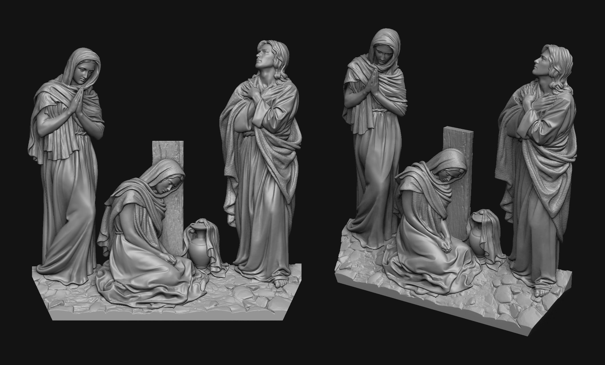 Crucifixion Scene Bas-Relief 3D print model_8