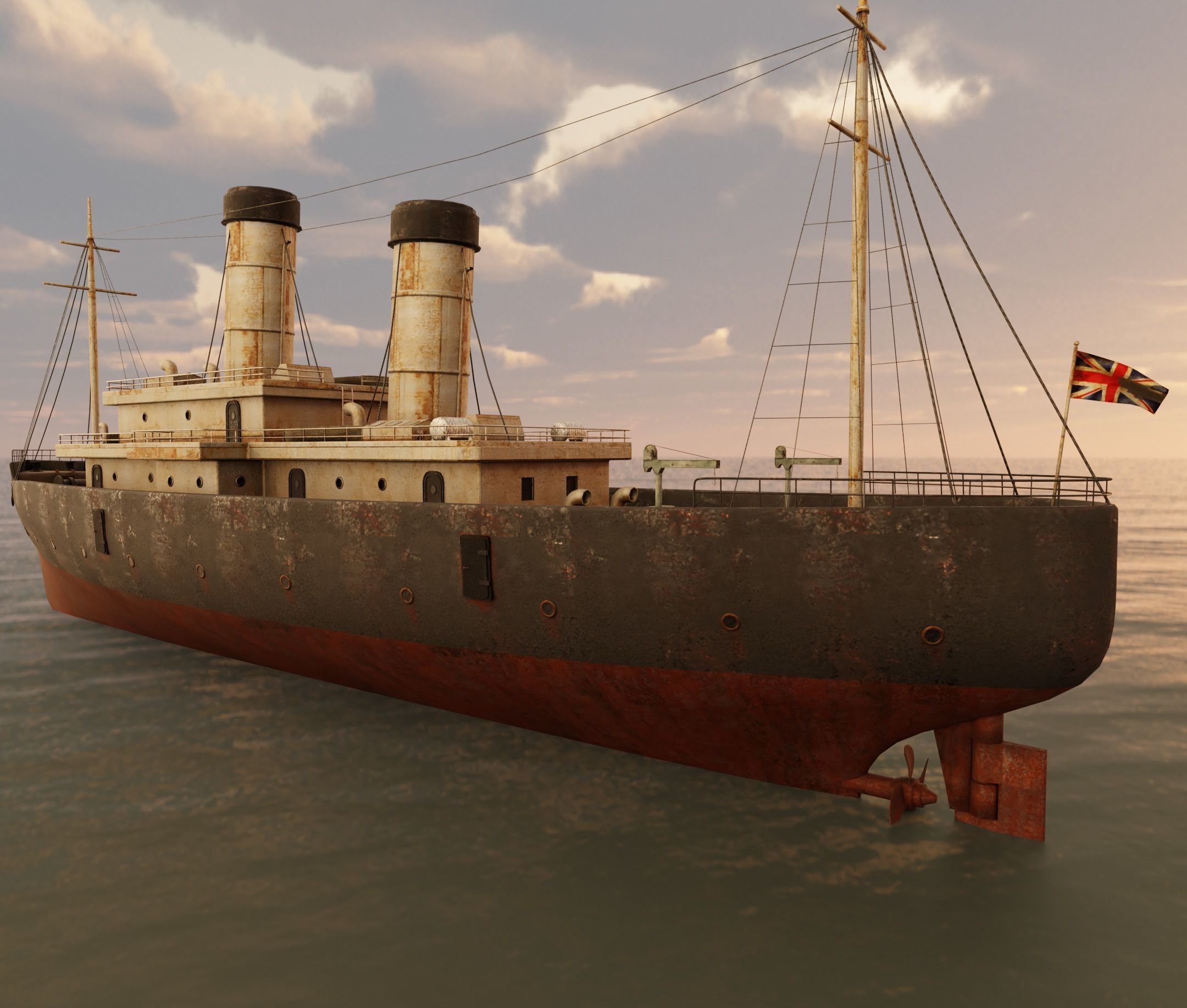 Passenger Ship Lowpoly Low-poly 3D model_5