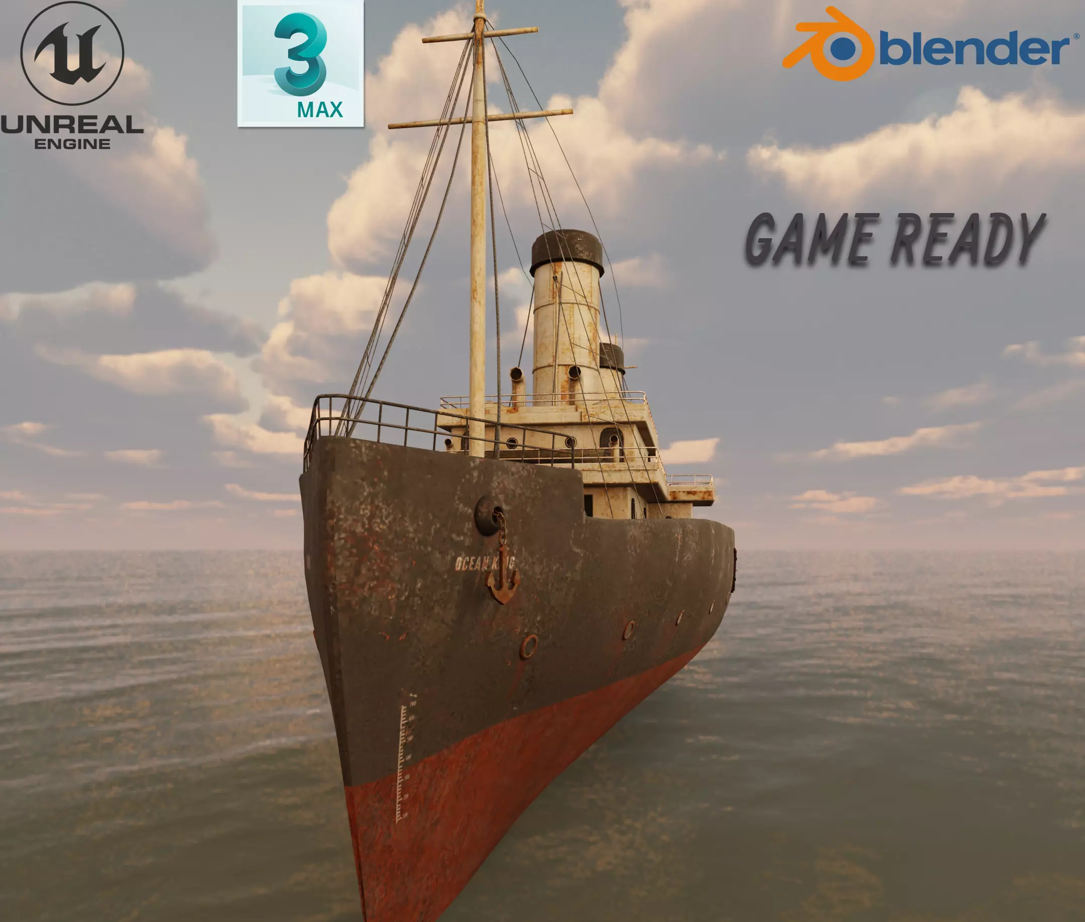 Passenger Ship Lowpoly Low-poly 3D model_0