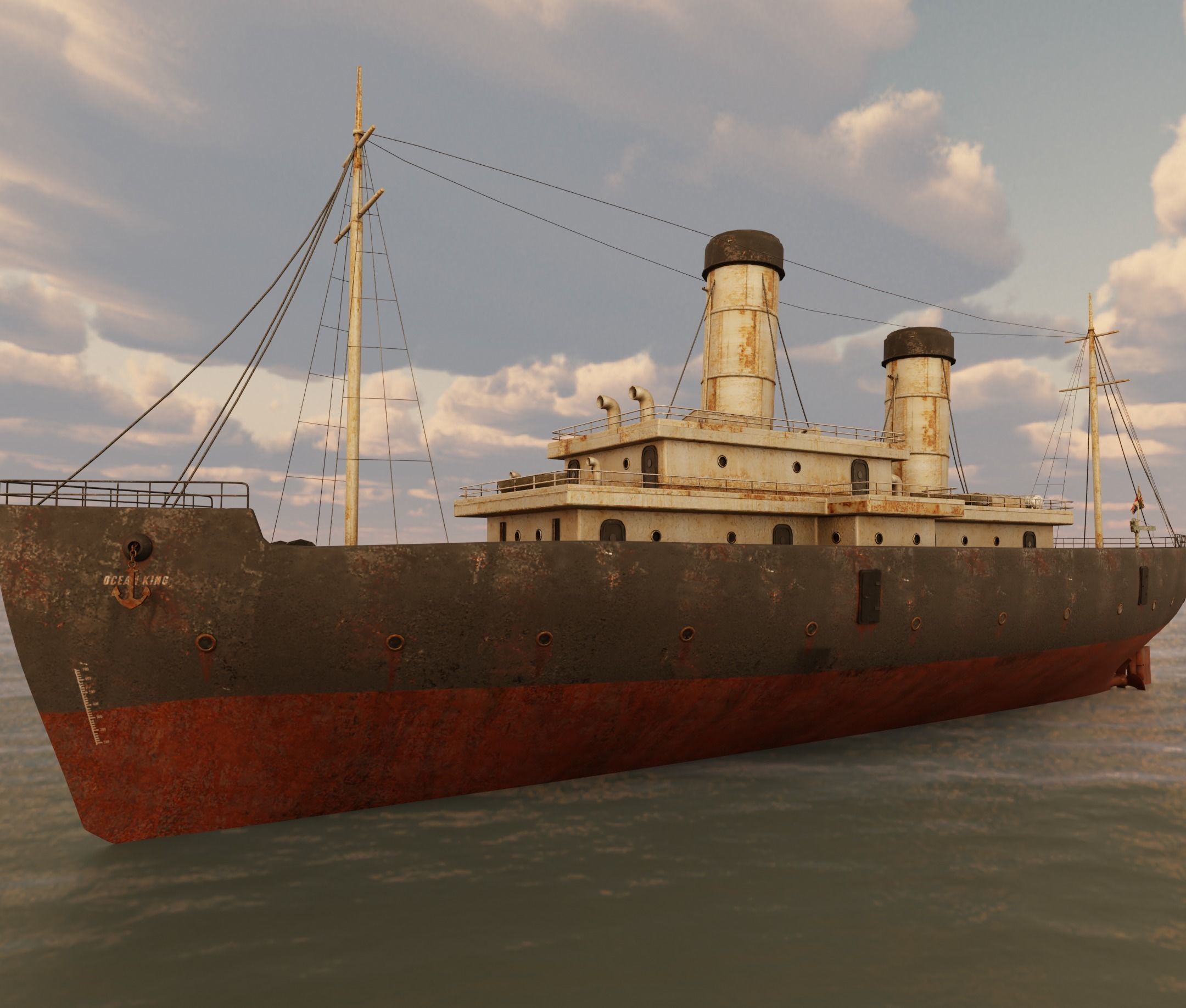 Passenger Ship Lowpoly Low-poly 3D model_4