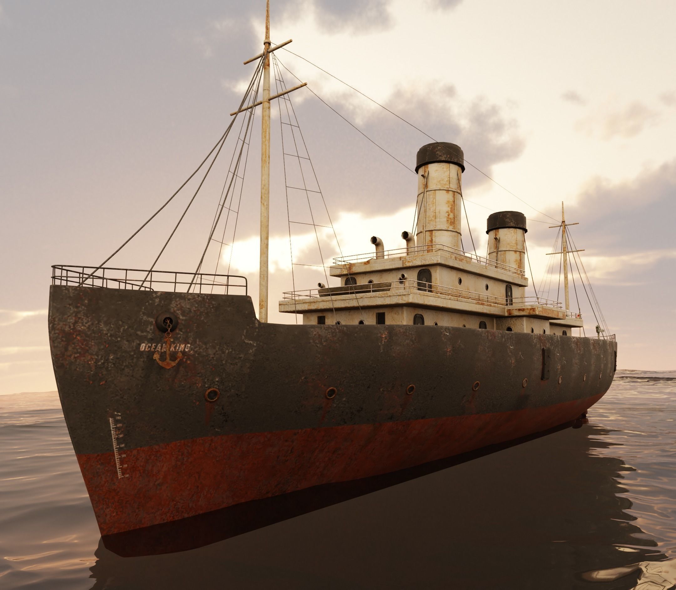 Passenger Ship Lowpoly Low-poly 3D model_2