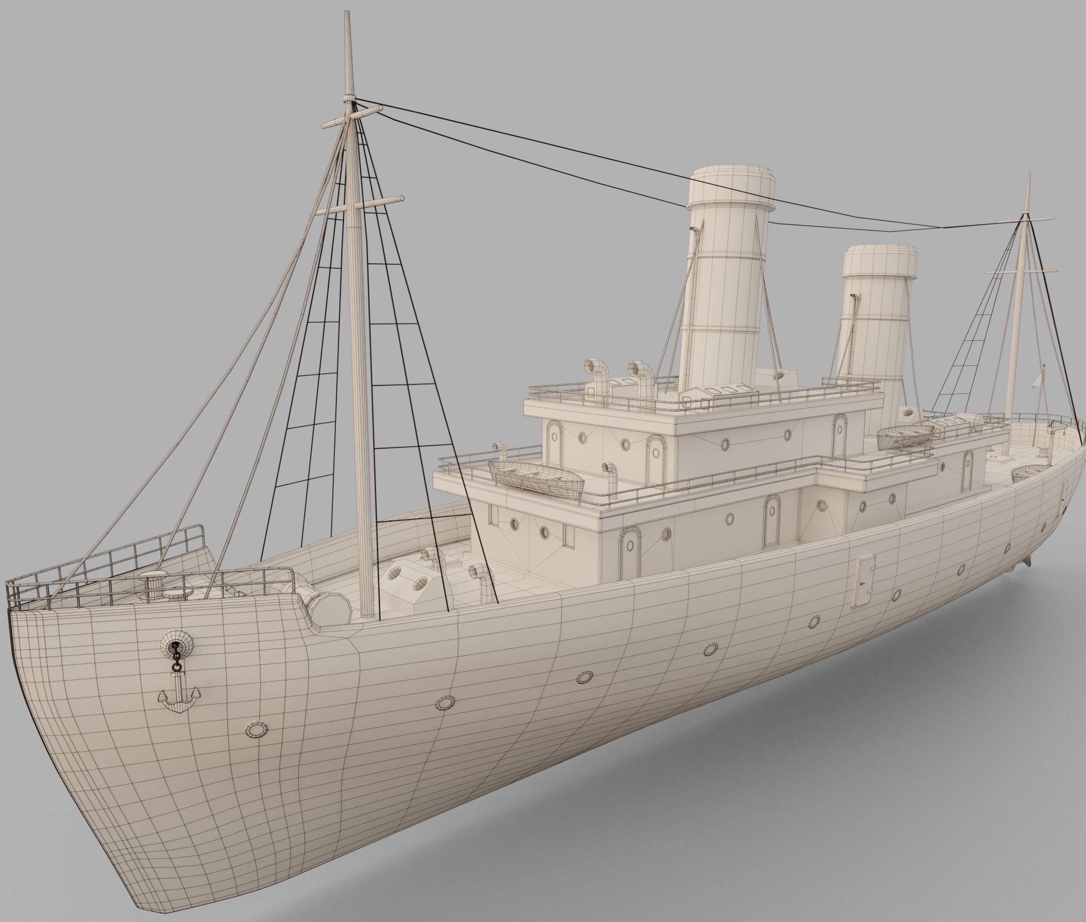 Passenger Ship Lowpoly Low-poly 3D model_14