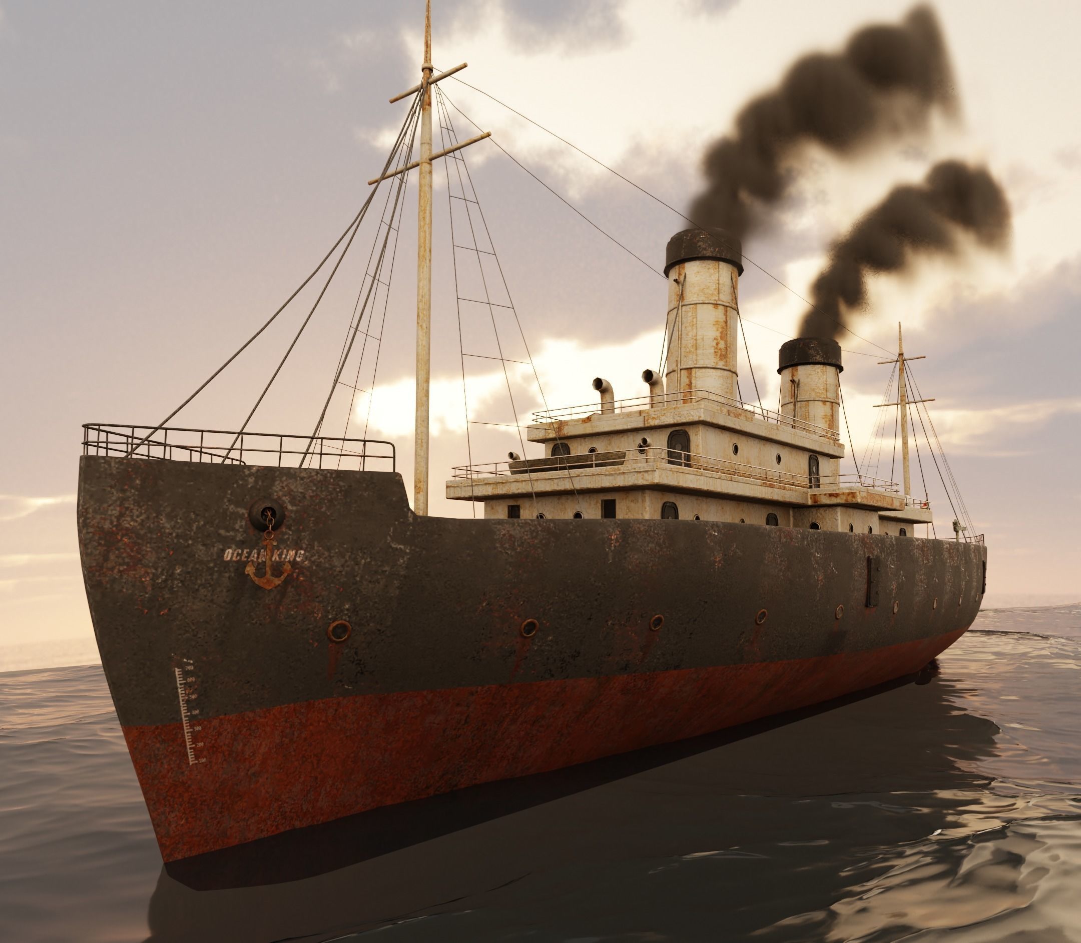 Passenger Ship Lowpoly Low-poly 3D model_3